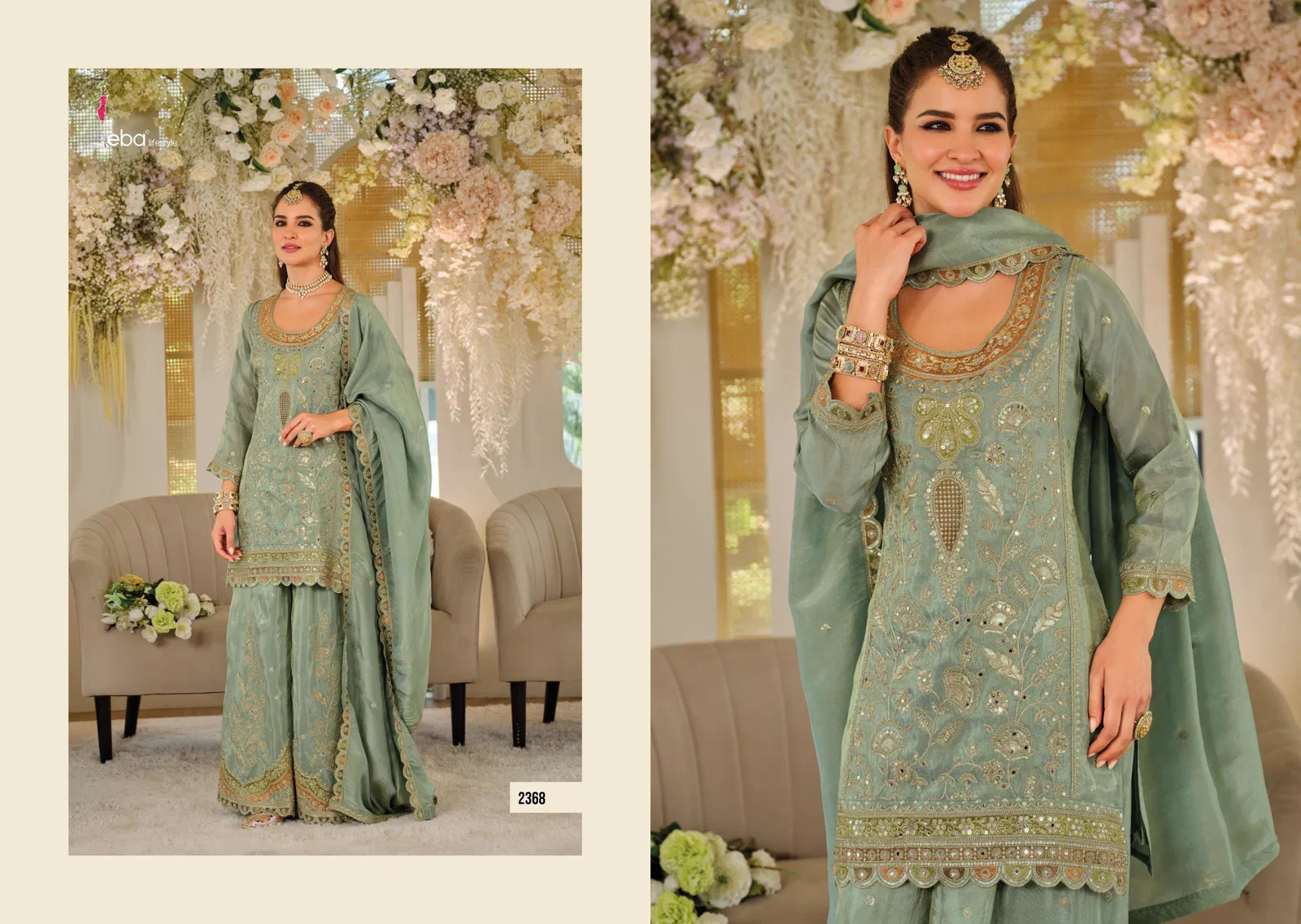 Eba Anokhi Color Edition Chinon With Embroidery Worked Top Bottom And Dupatta