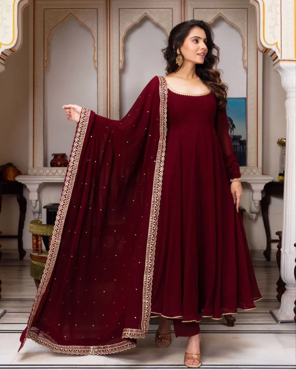 Lekha YC 123 Sajani Georgette Gown with Dupatta