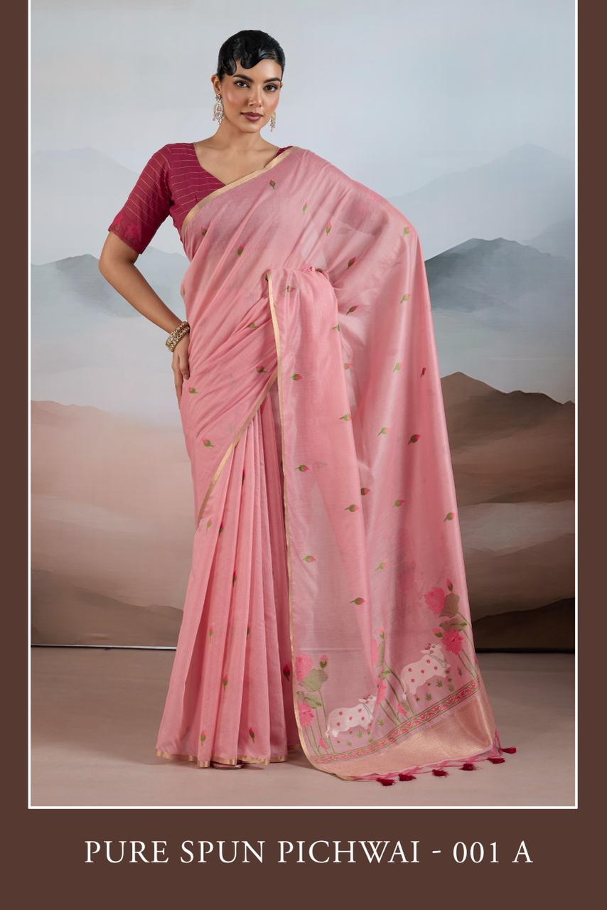 Gf Pure Spun Pichwai Spun Cotton Handloom Weaving Saree