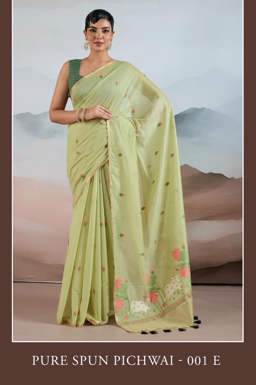 Gf Pure Spun Pichwai Spun Cotton Handloom Weaving Saree
