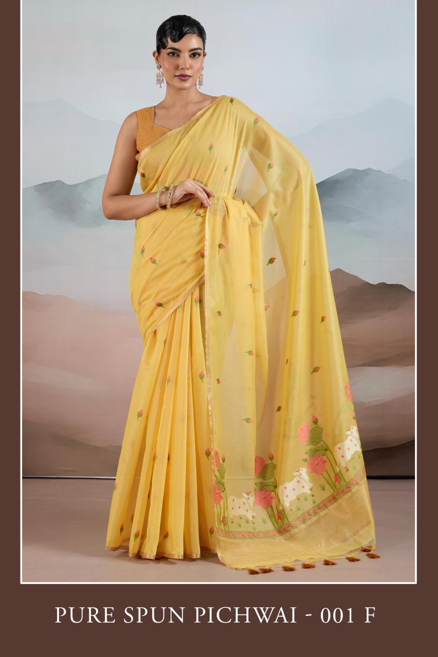 Gf Pure Spun Pichwai Spun Cotton Handloom Weaving Saree