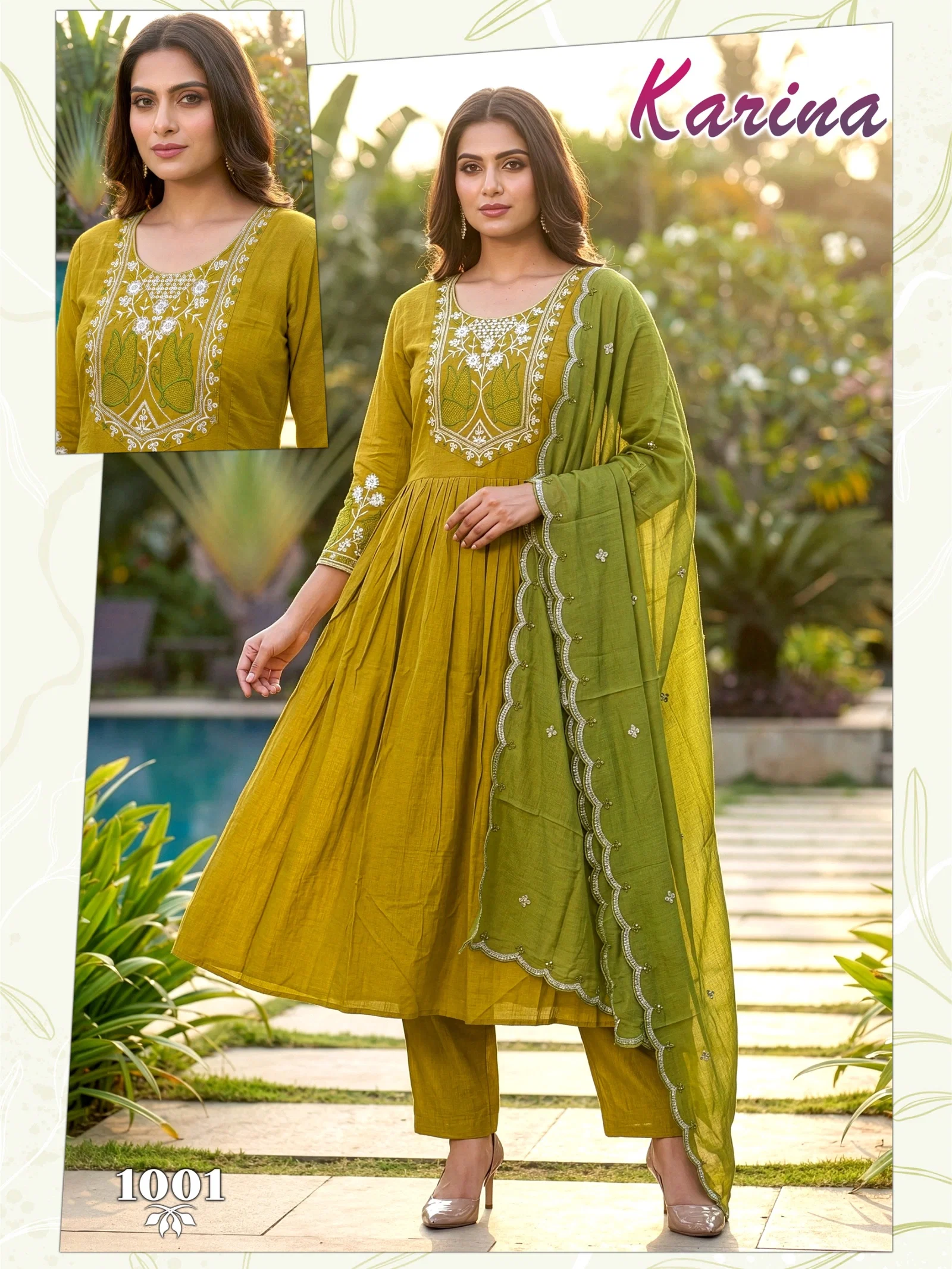 Dnp Karina Vertican Kurti Pant And Dupatta
