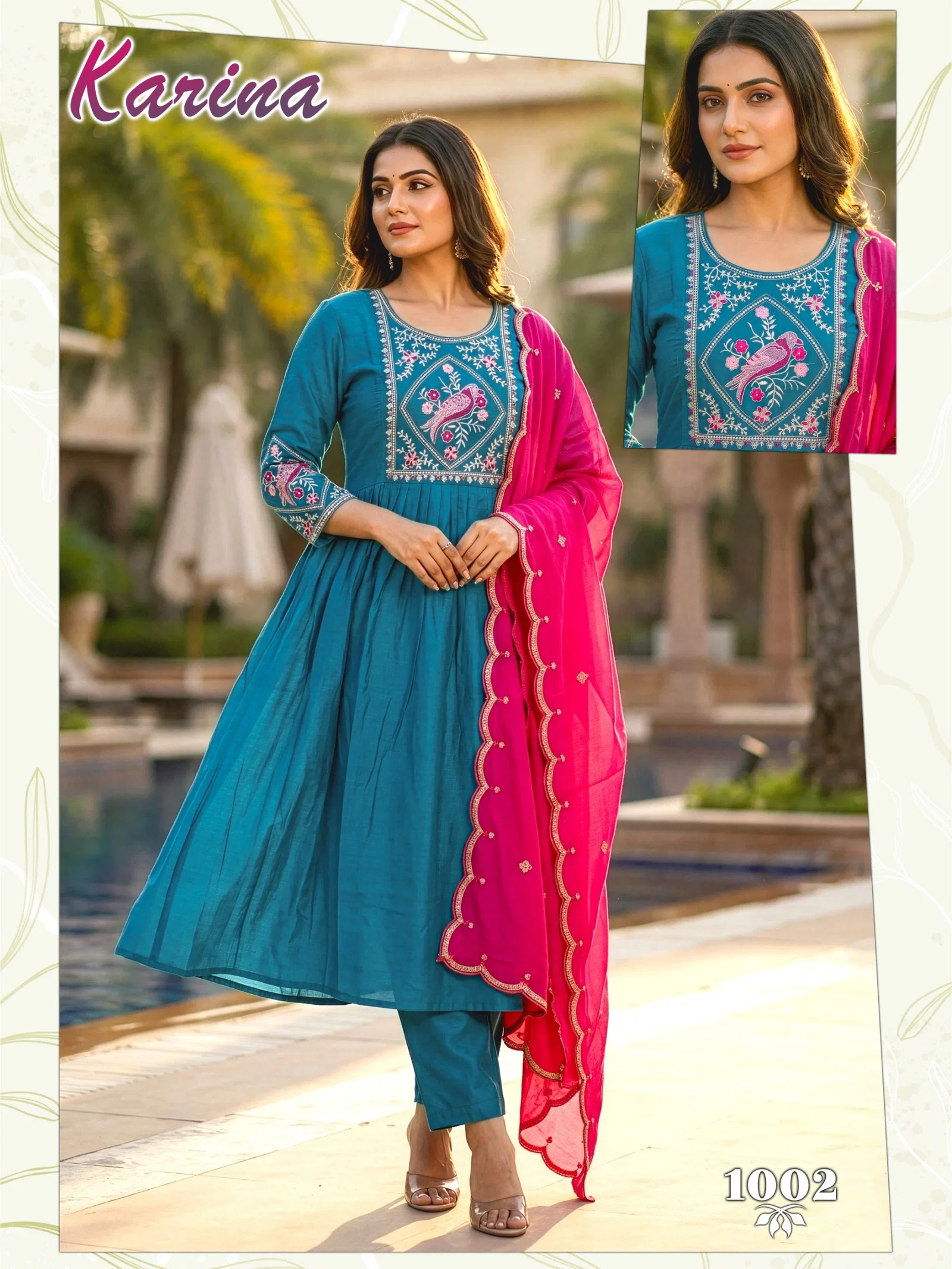 Dnp Karina Vertican Kurti Pant And Dupatta