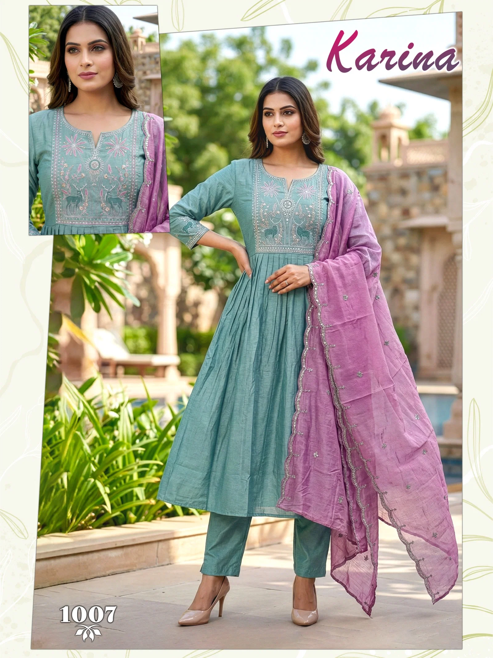 Dnp Karina Vertican Kurti Pant And Dupatta