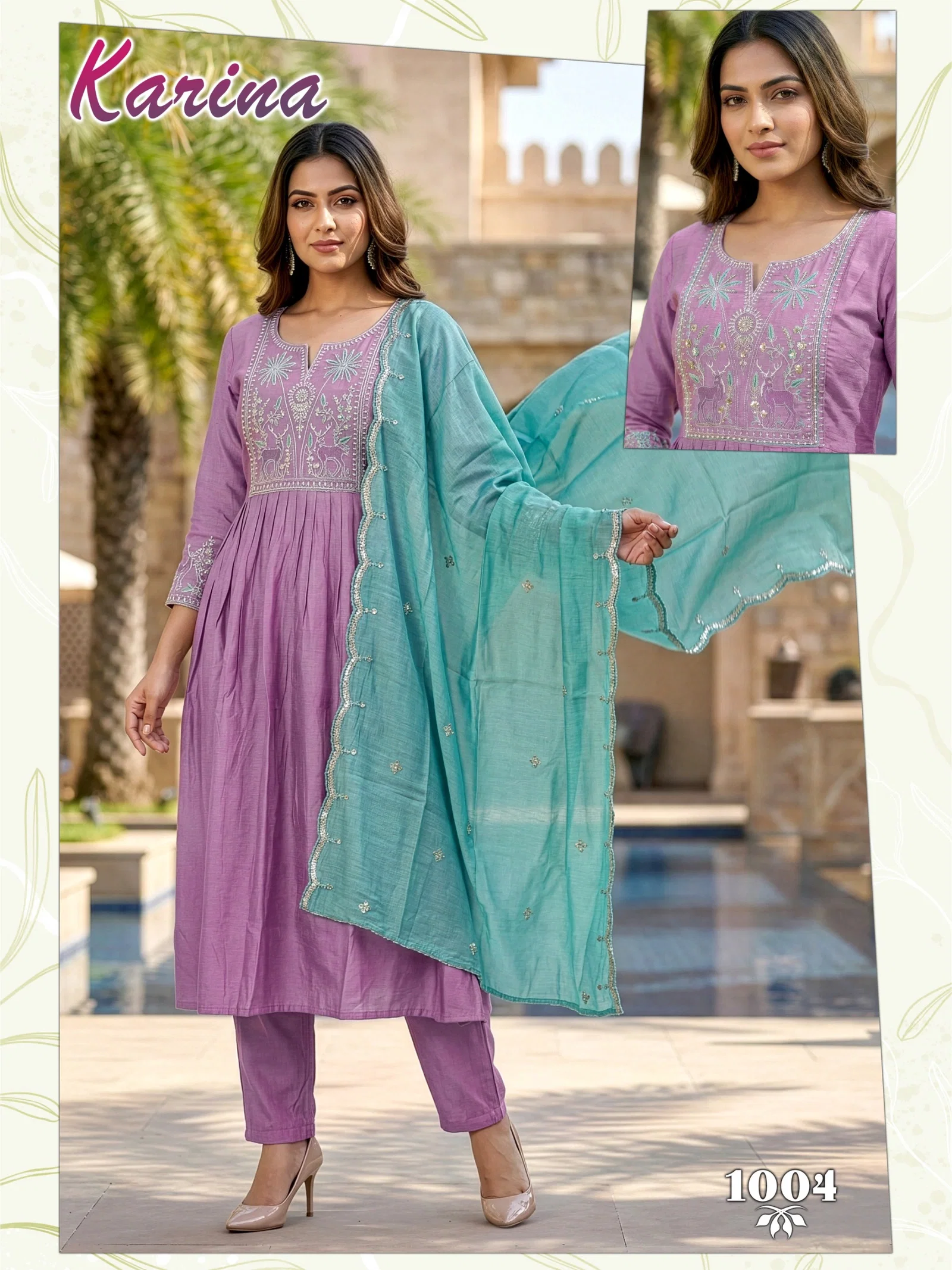 Dnp Karina Vertican Kurti Pant And Dupatta