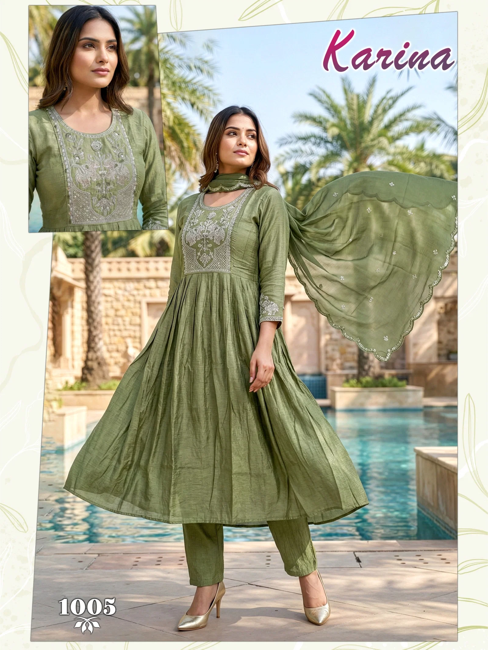 Dnp Karina Vertican Kurti Pant And Dupatta