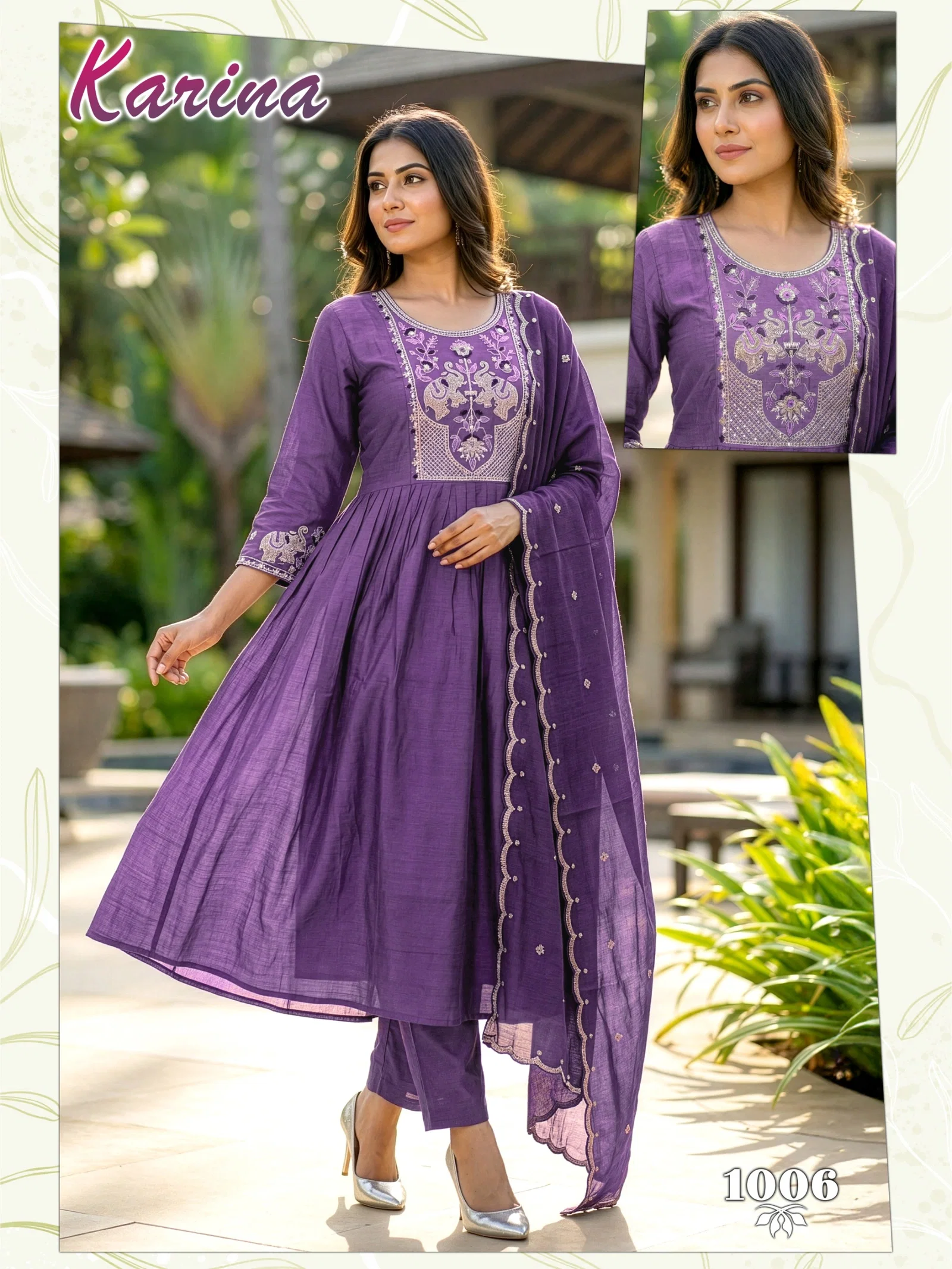 Dnp Karina Vertican Kurti Pant And Dupatta