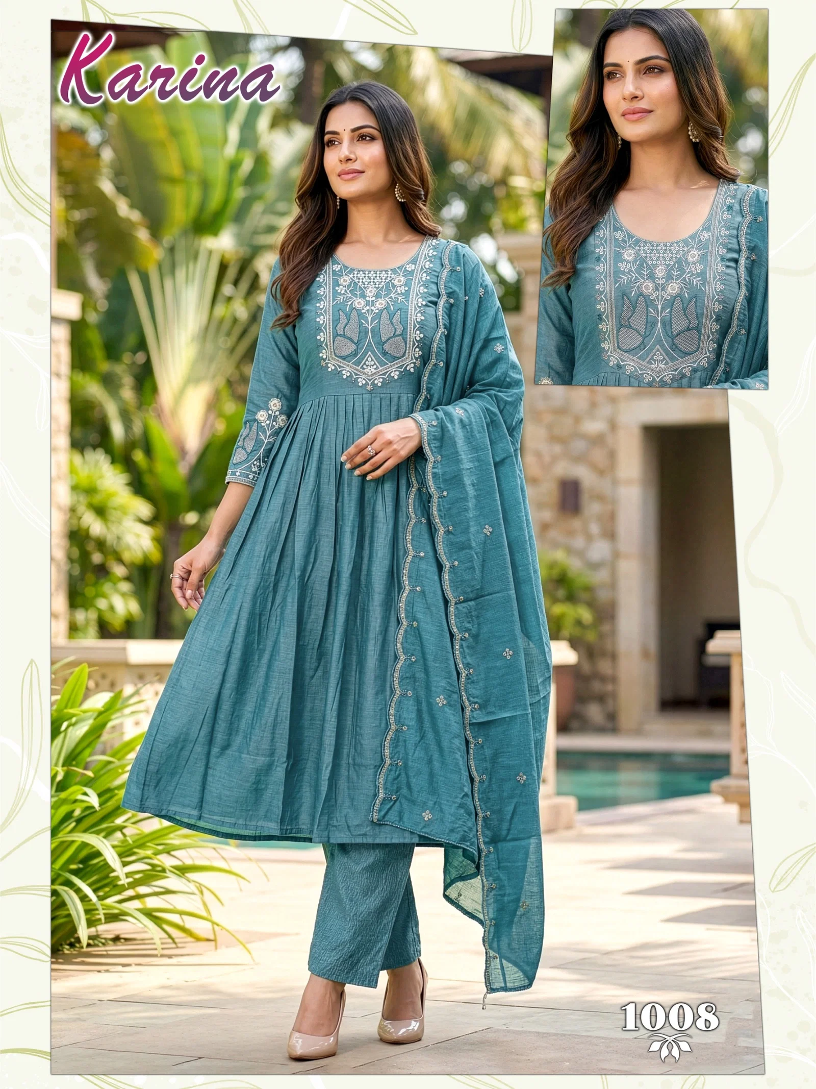 Dnp Karina Vertican Kurti Pant And Dupatta