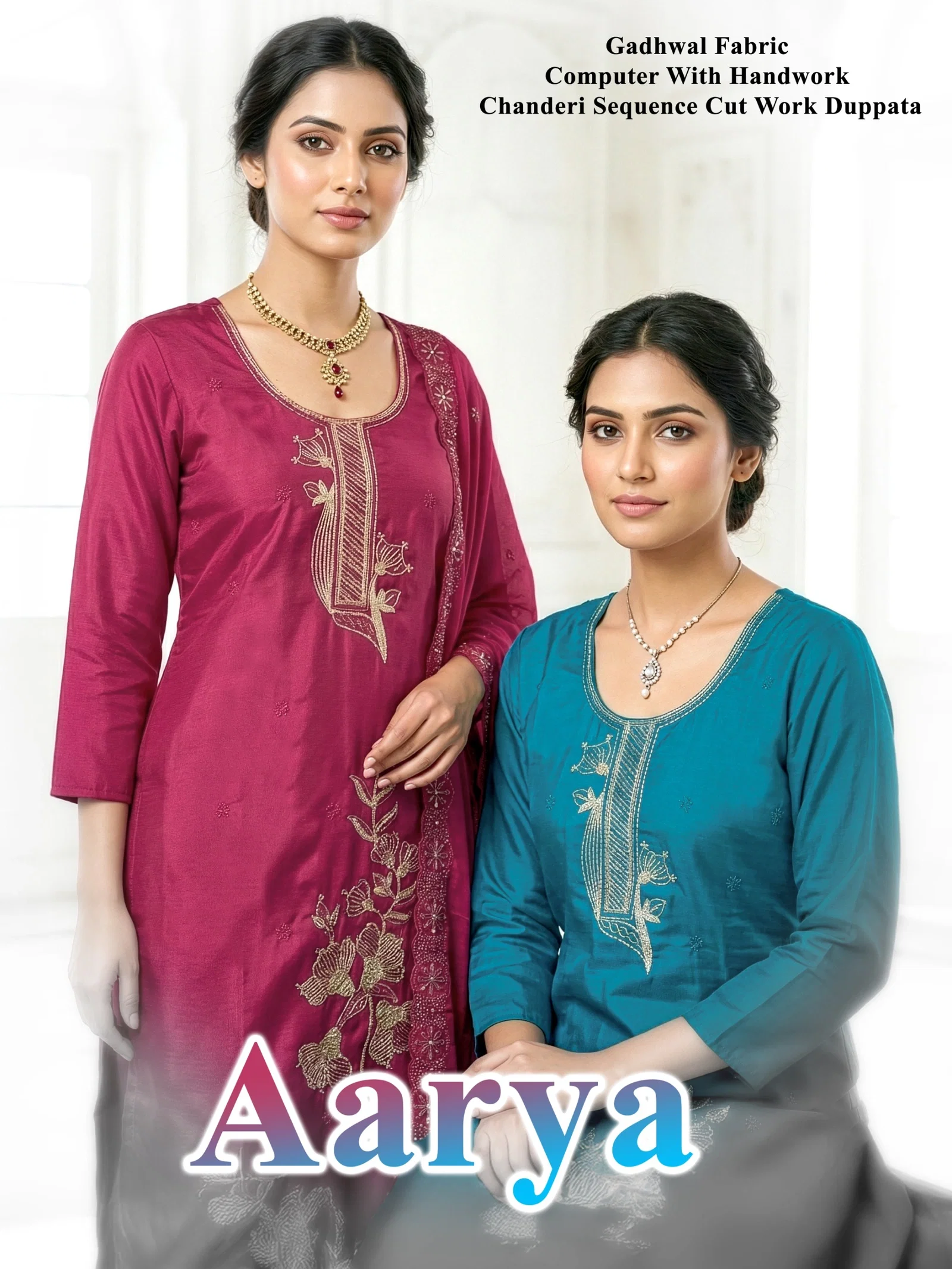 Dnp Aarya Vol 1 Gadwal Silk Kurti Pant With Dupatta