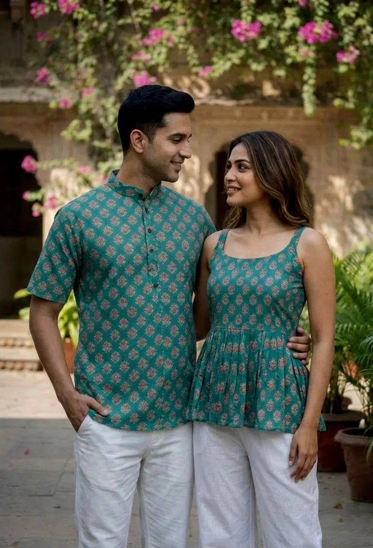 Summer Tops And Shirt Kurta Cotton Printed Mens Shirt And Ladies Top Collection