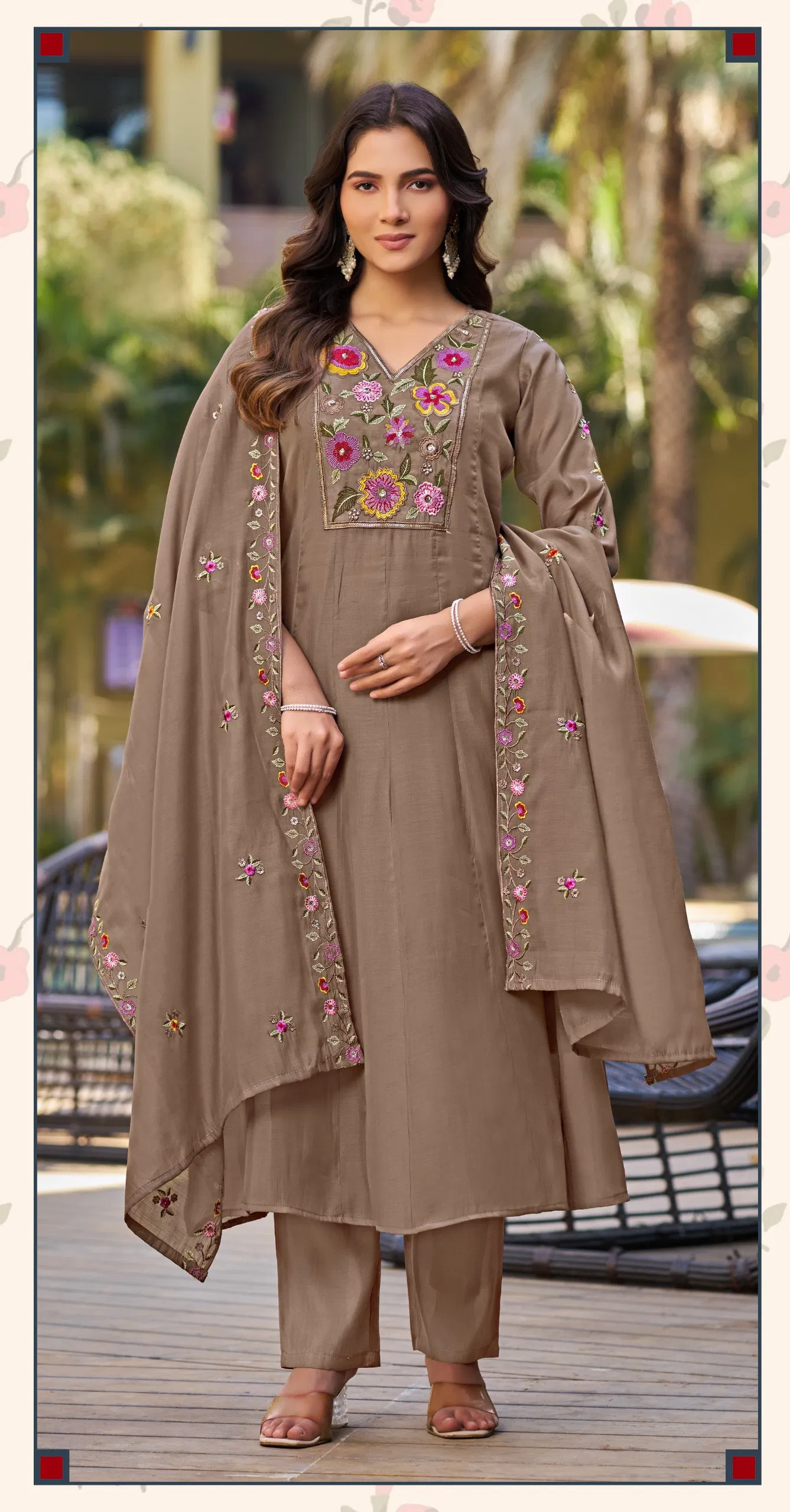 Ladies Flavour 3406 To 3407 Mal Chanderi With Embroidered Kurti With Bottom Dupatta