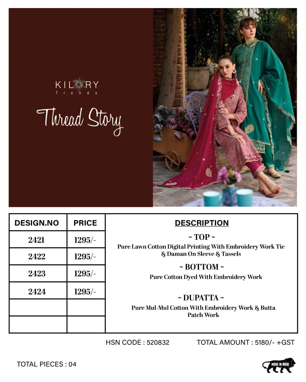 Kilory Thread Story Lawn Cotton Digital Printed Salwar Kameez