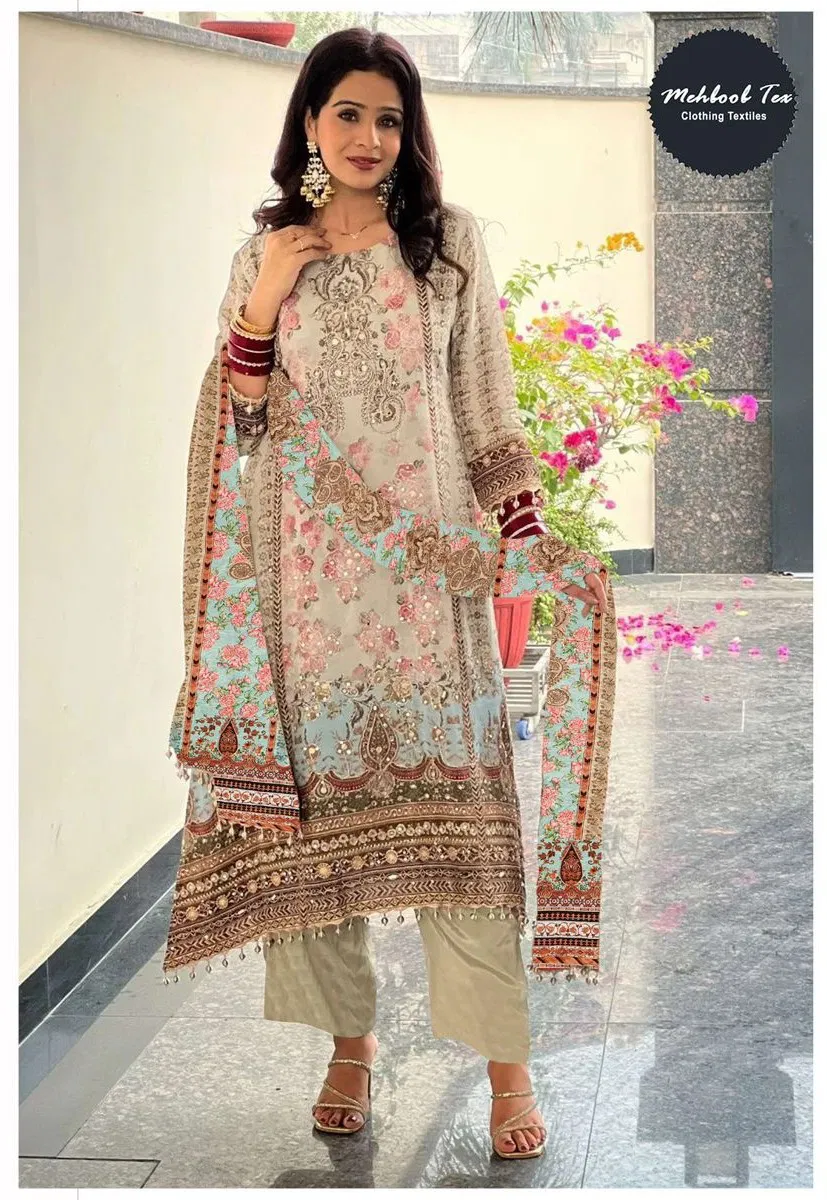 Mehboob Tex 1689 Viscose Muslin Digital Print Embroidery Pakistani Suits