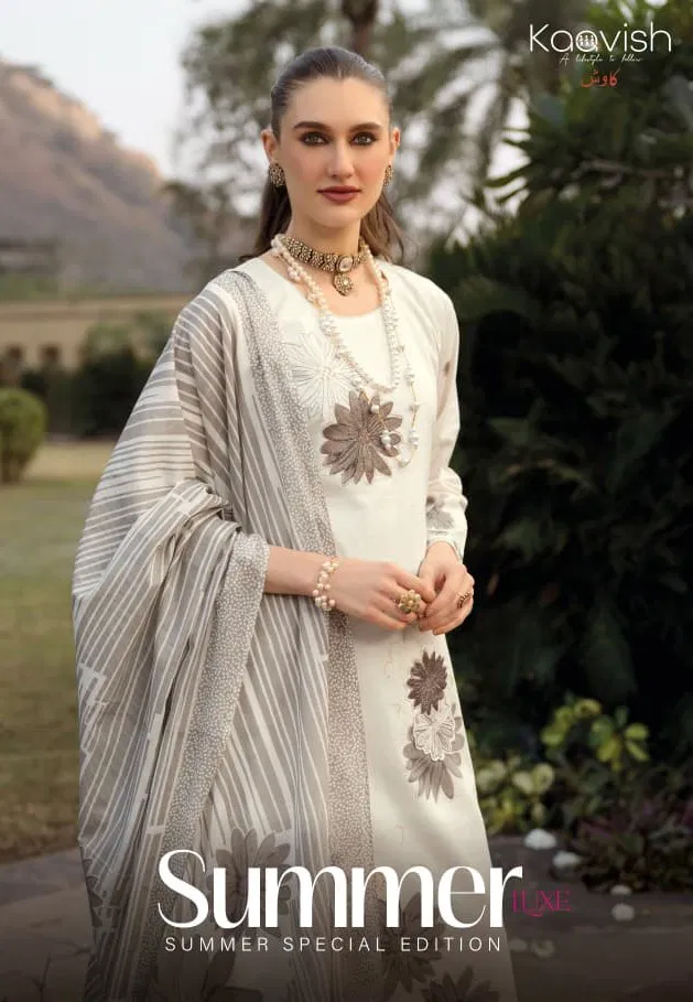 Kaavish Summer Luxe Lawn Cotton Digital Foil Printed Salwar Kameez