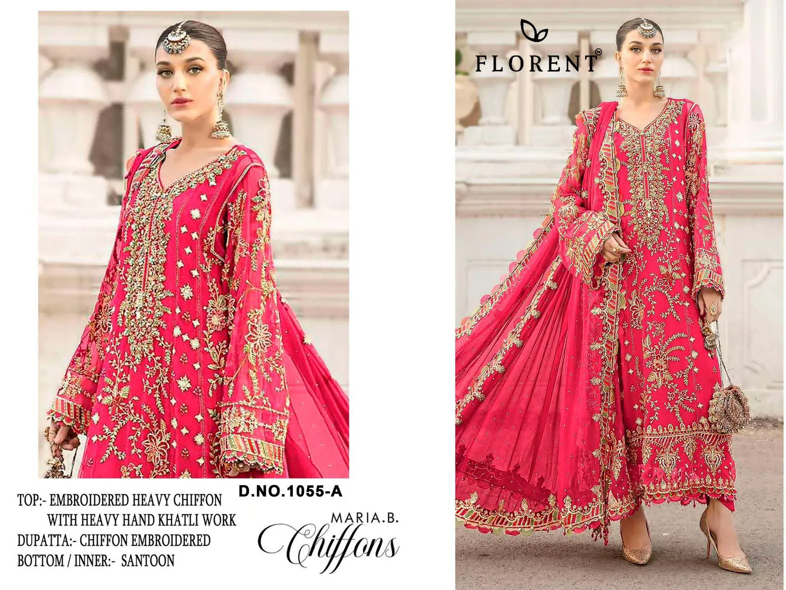 Florent 1055 A To D Chiffon With Heavy Embroidery Pakistani Salwar Kameez