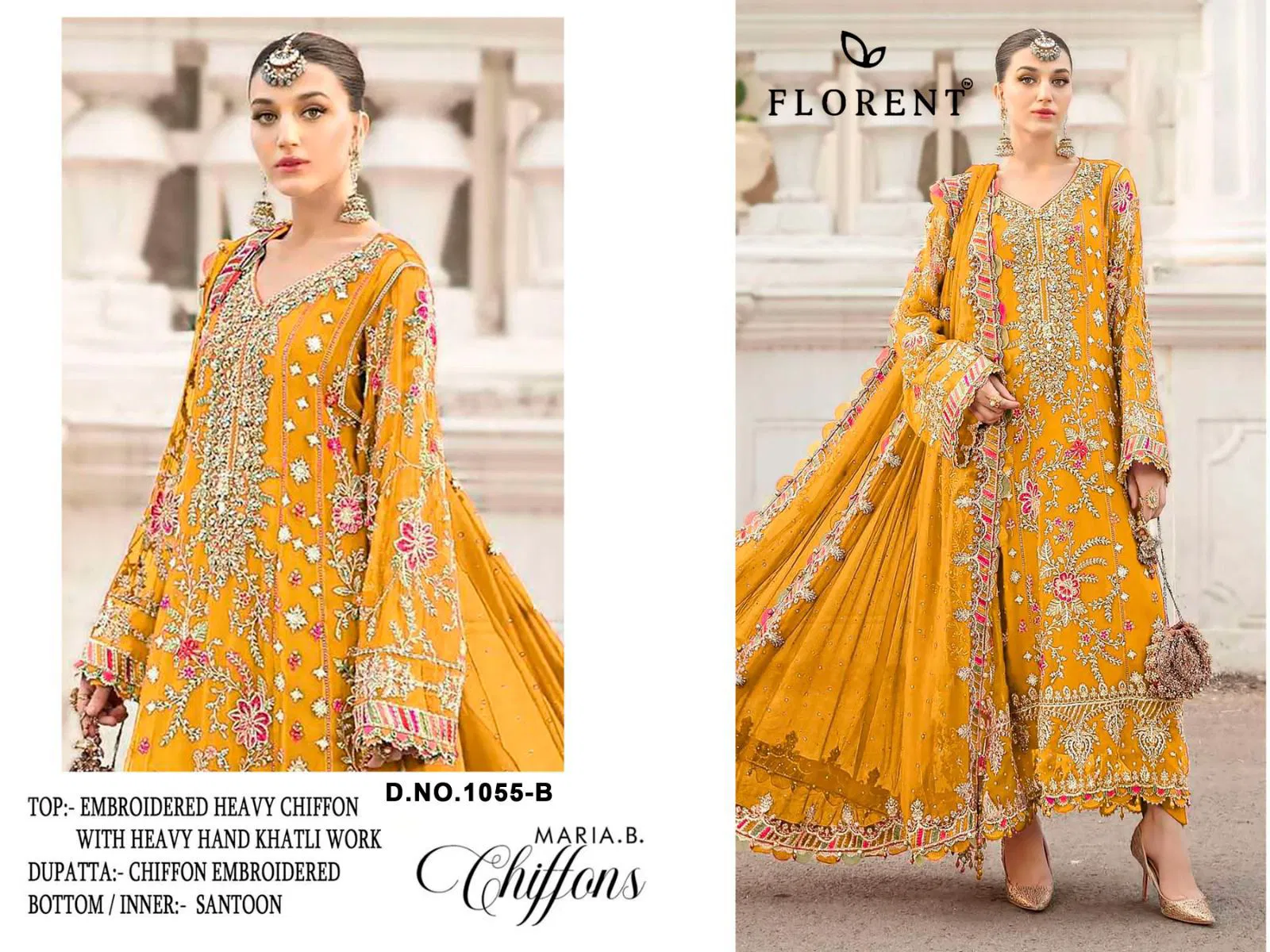 Florent 1055 A To D Chiffon With Heavy Embroidery Pakistani Salwar Kameez