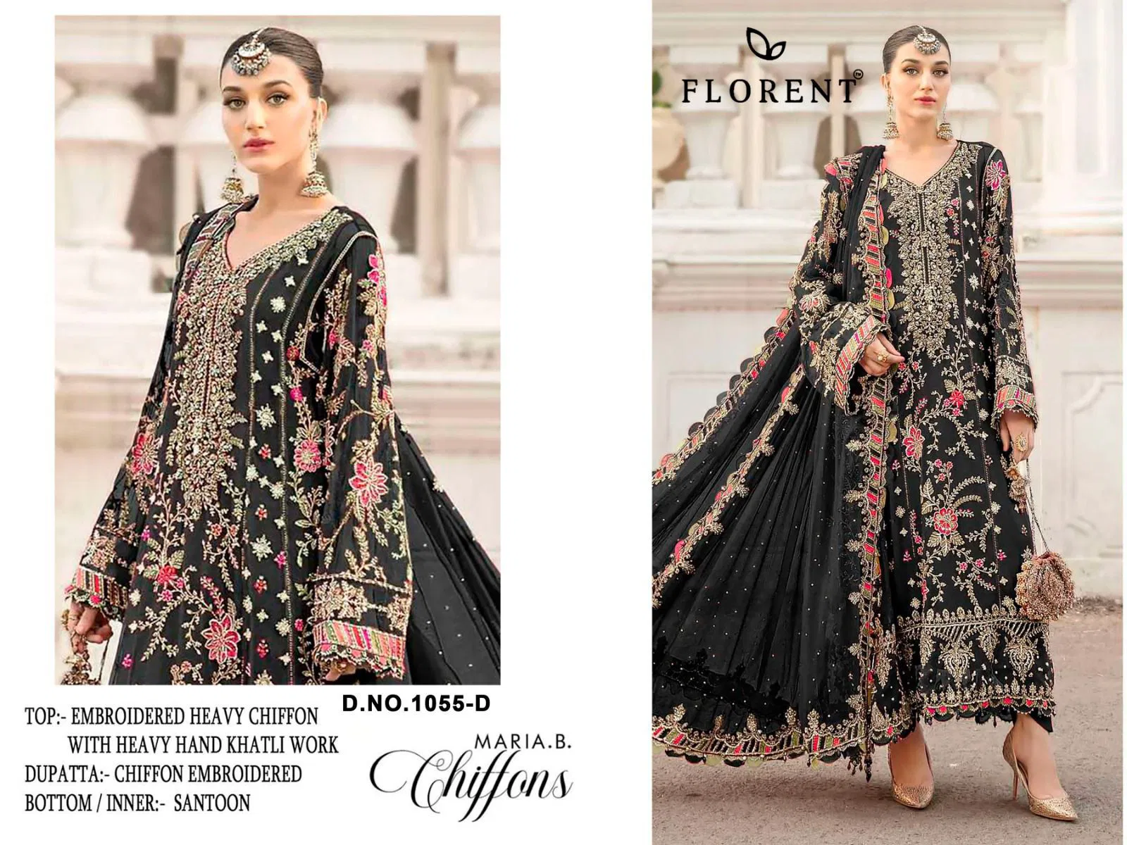 Florent 1055 A To D Chiffon With Heavy Embroidery Pakistani Salwar Kameez