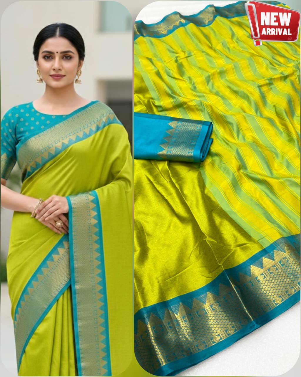VLC Trishul Pure Mercerised Cotton Silk Saree