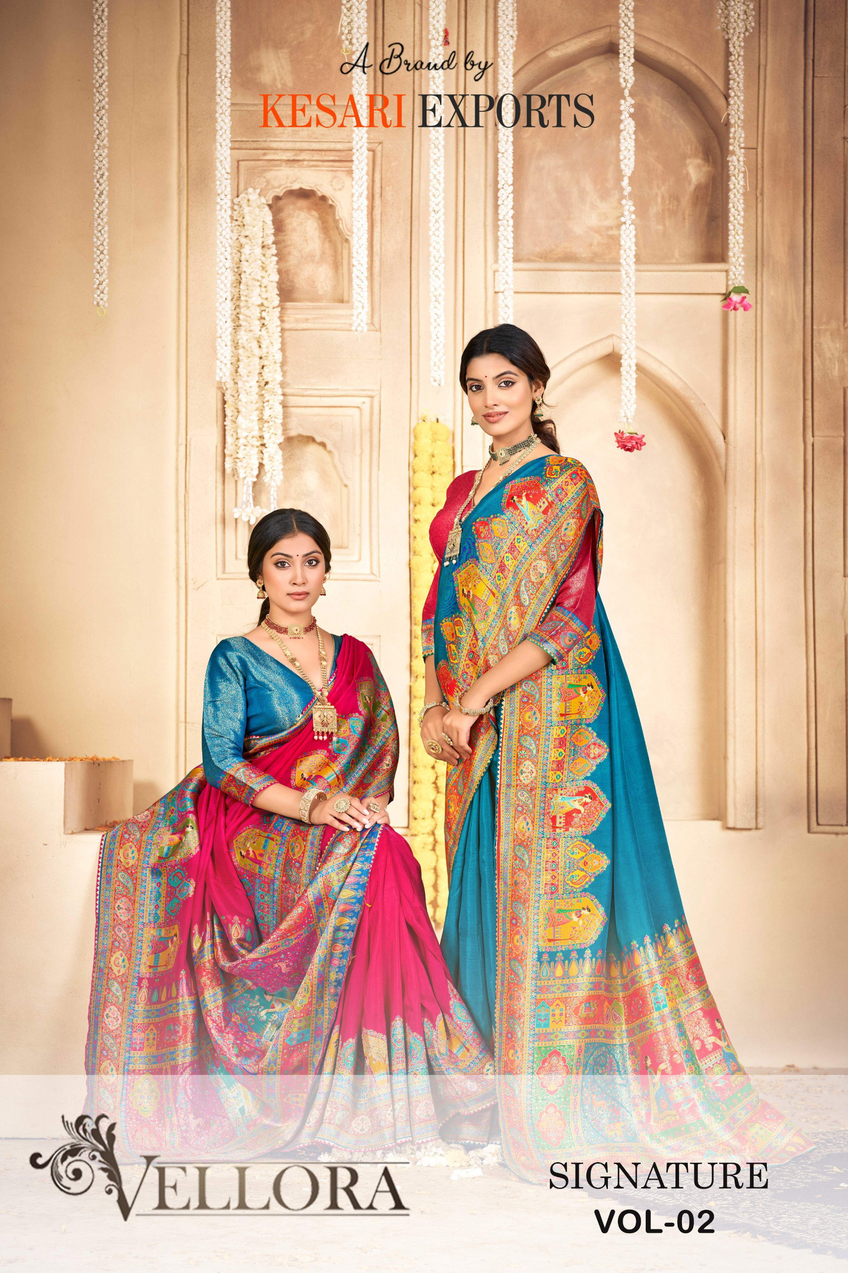 Vellora Signature Vol 2 Russian Silk Position Print Wedding Wear Saree