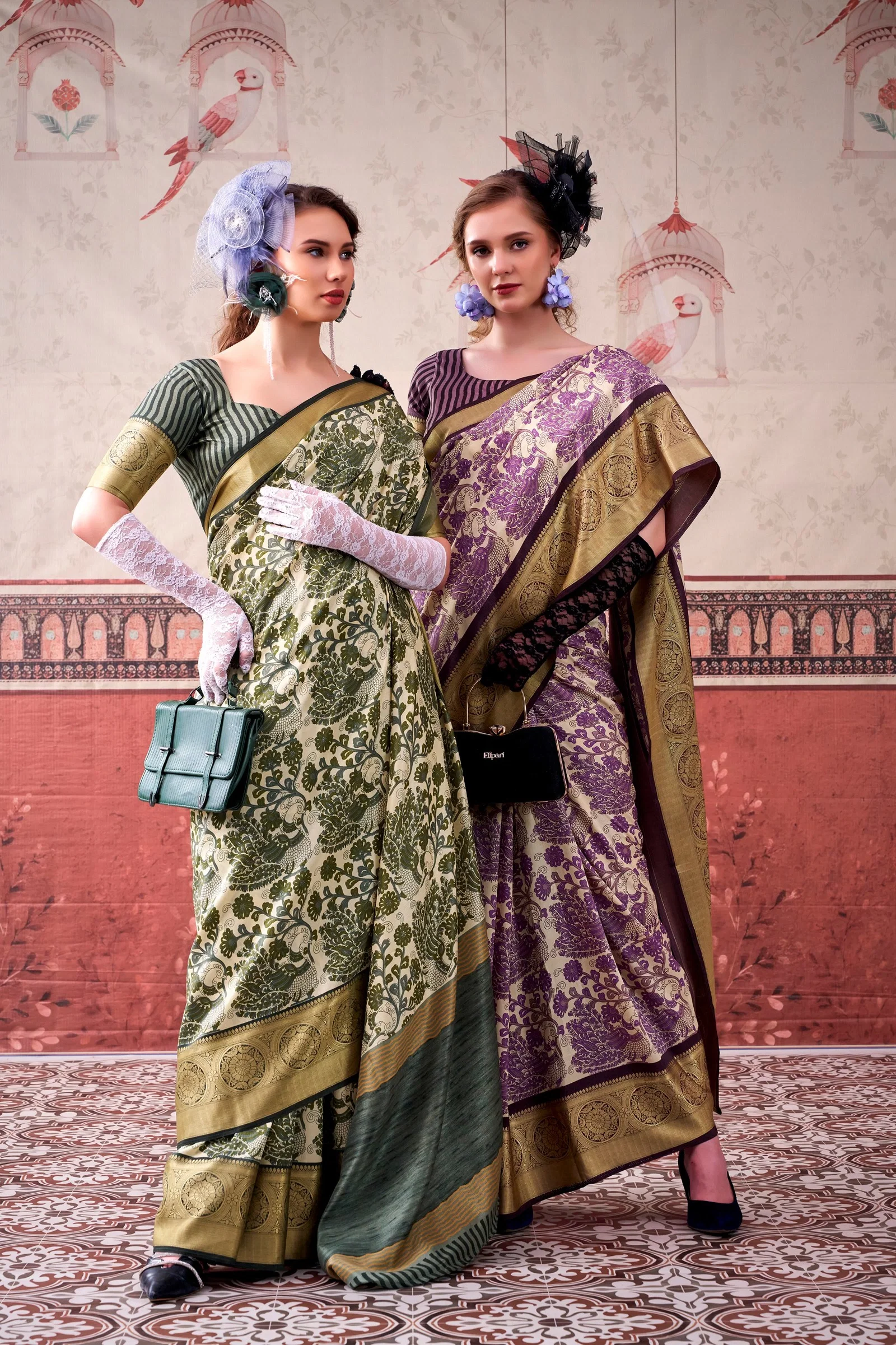 Lekha YF Yamisha Tasar Silk Printed With Viscose Border Saree Collection