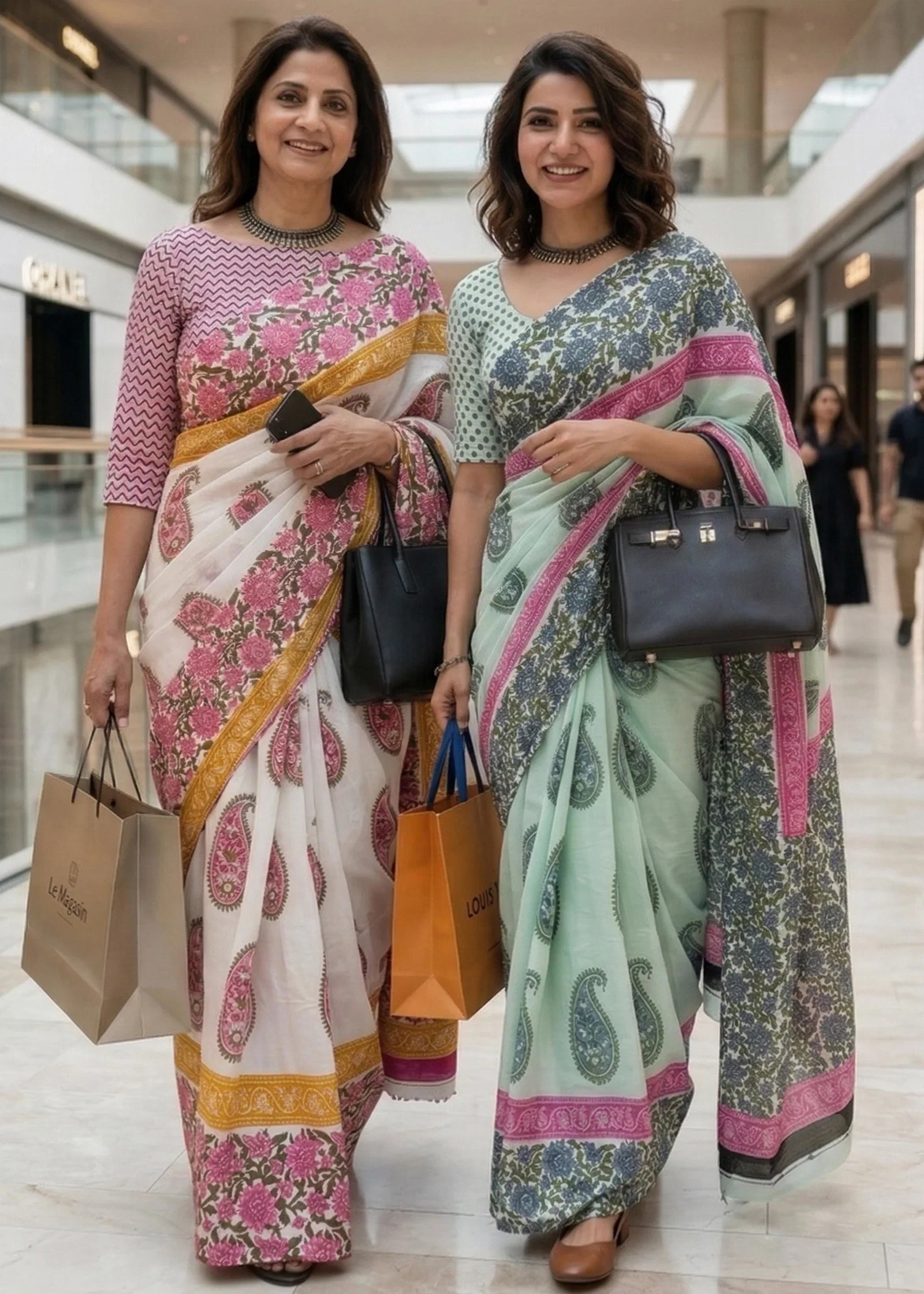 Sm Yami 23 Mul Mul Rajeshtani Hand Block Printed Design Sarees