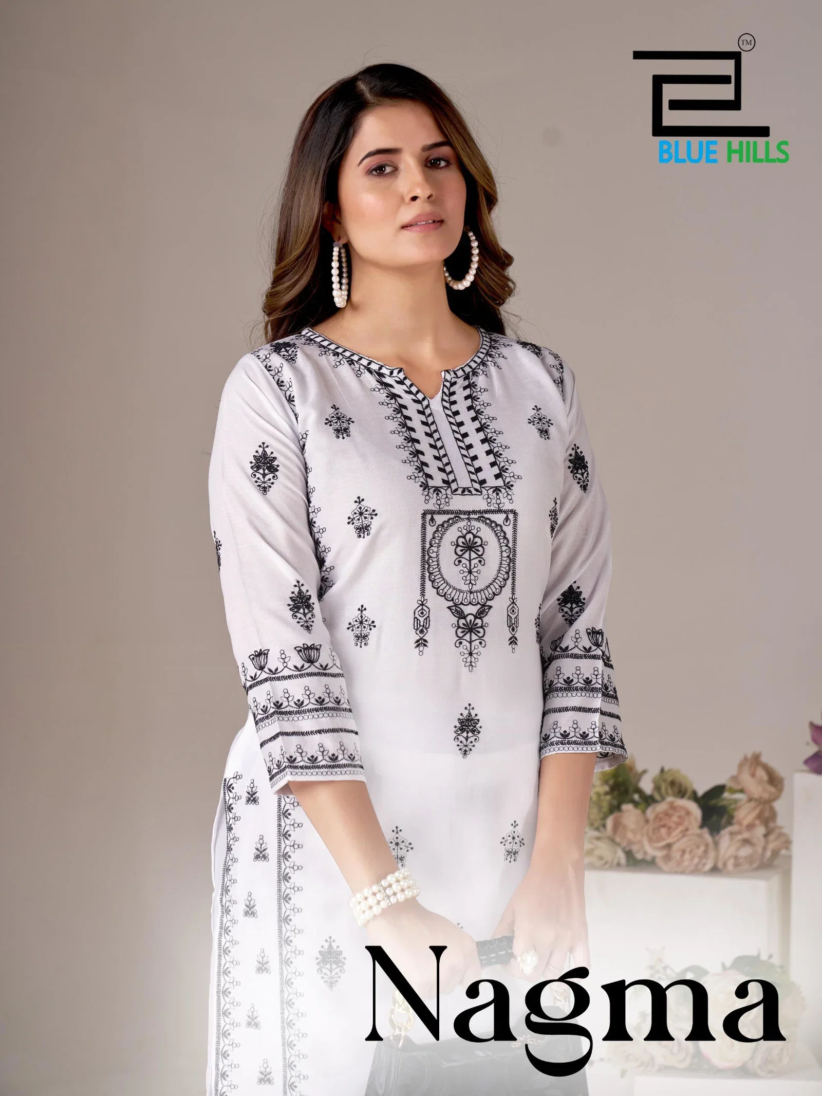 Blue Hills Nagma Rayon With Thread Embroidery Kurti With Dupatta