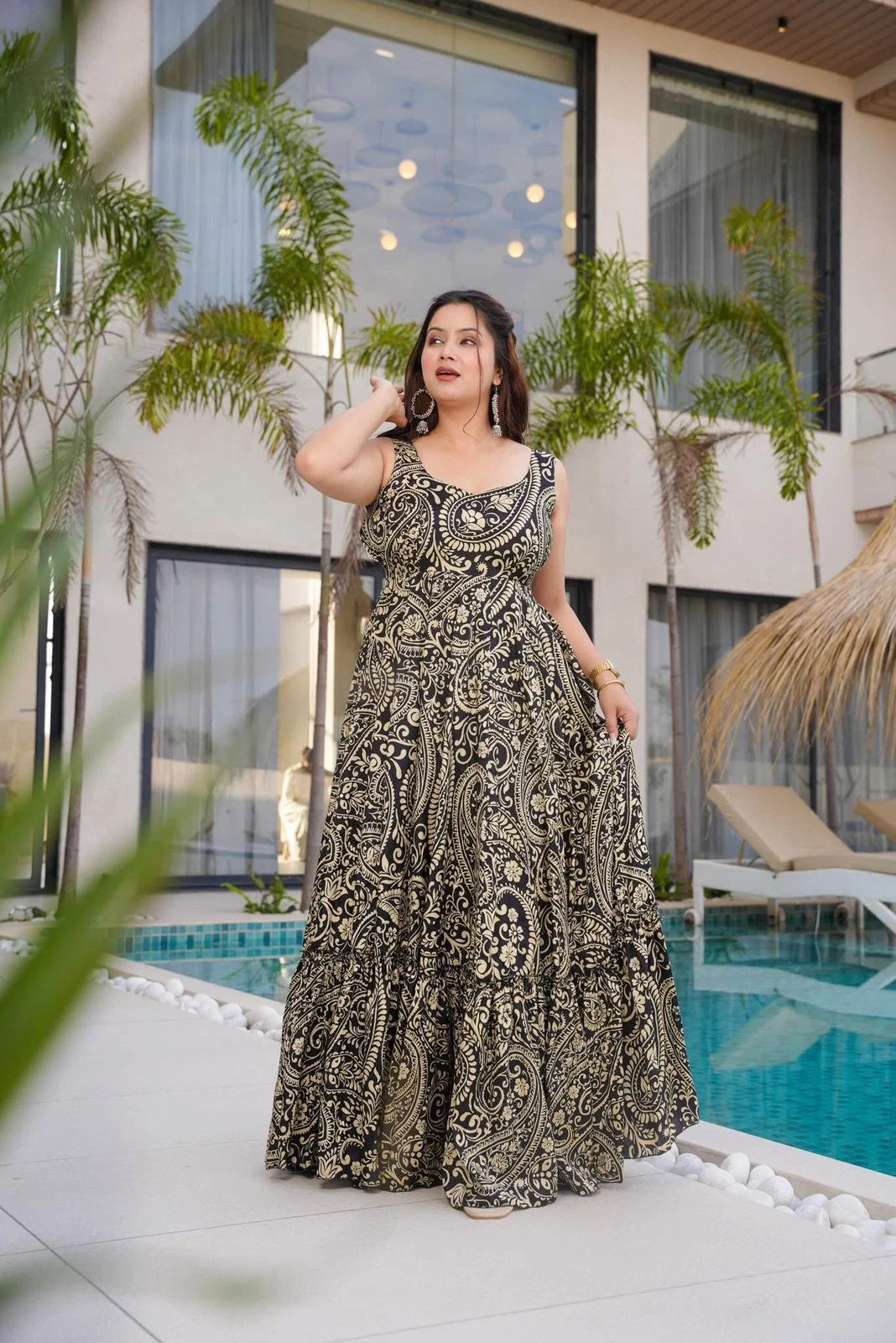 Lekha Nav Sindoor Rayon Digital Printed Gown 