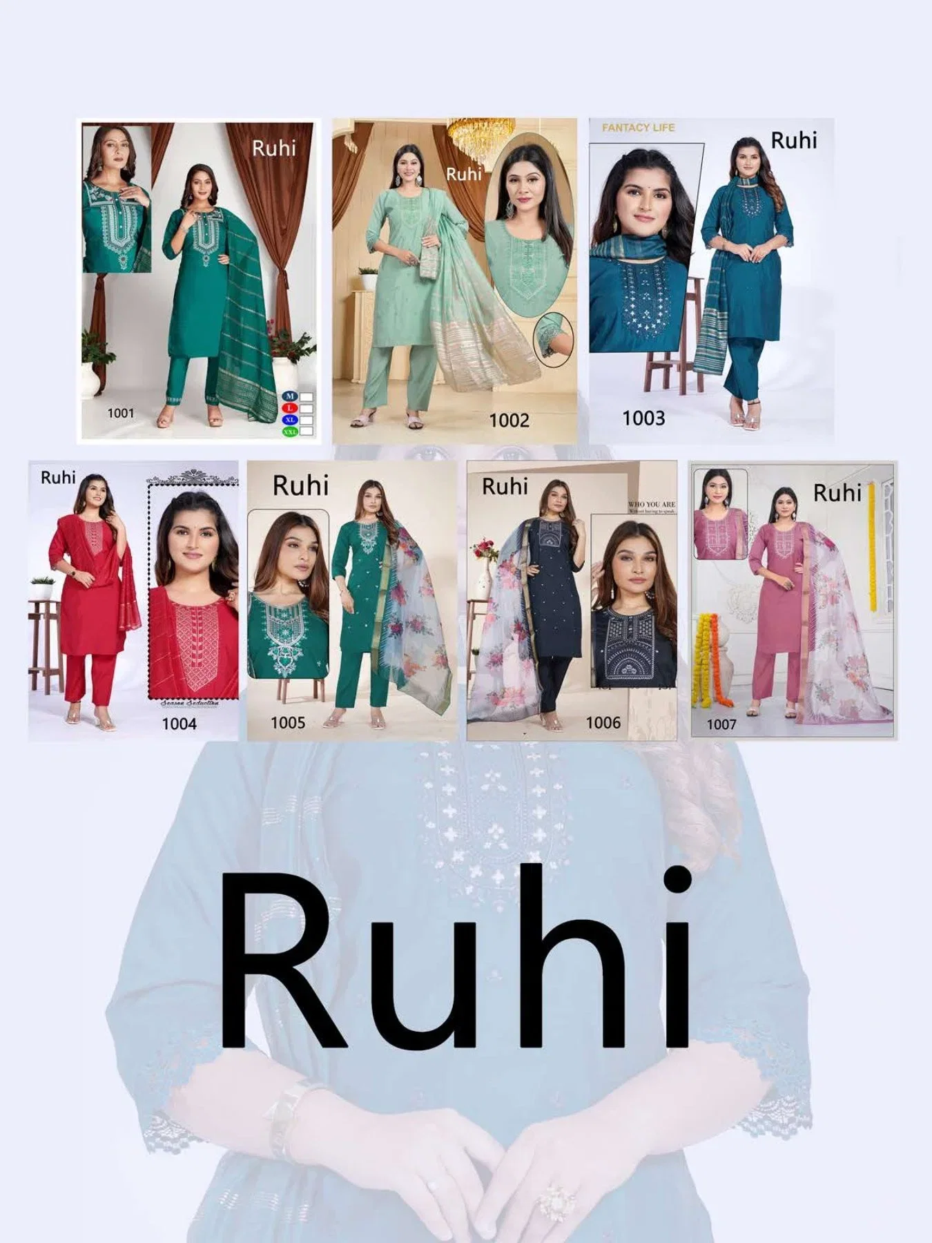 Ruhi 1 Roman Silk Kurti With Bottom Dupatta