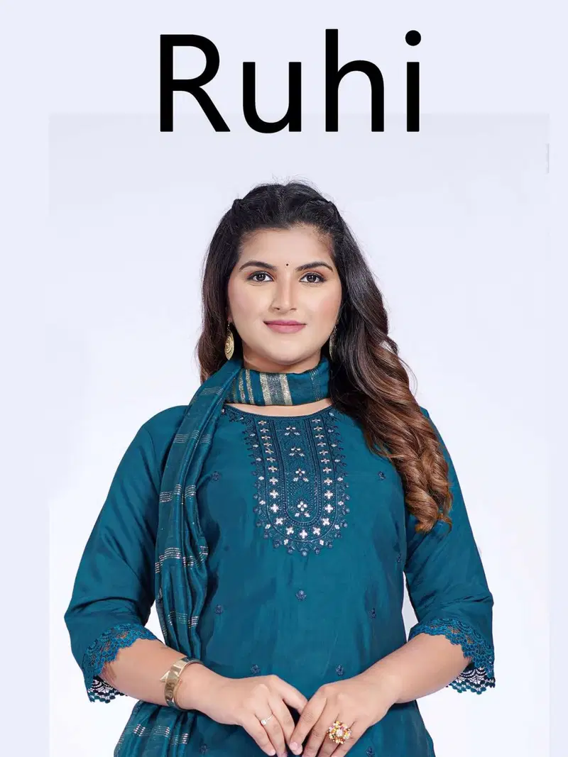 Ruhi 1 Roman Silk Kurti With Bottom Dupatta