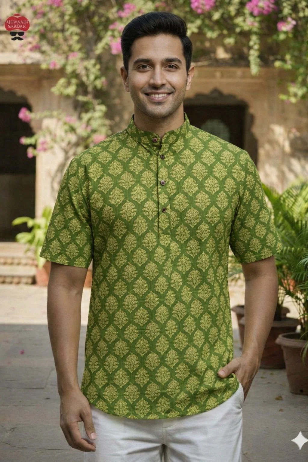Lekha LI Summer Kurta Cotton Printed Mens Short Kurta