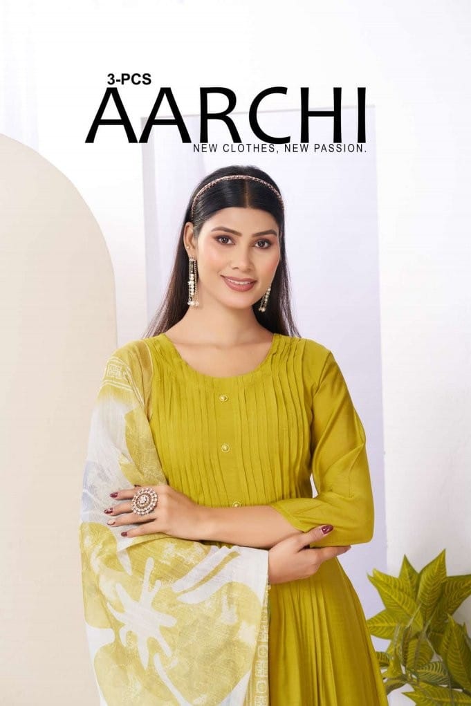Dnp Aarchi Vol 1 Mal Chanderi Kurti Pant With Dupatta