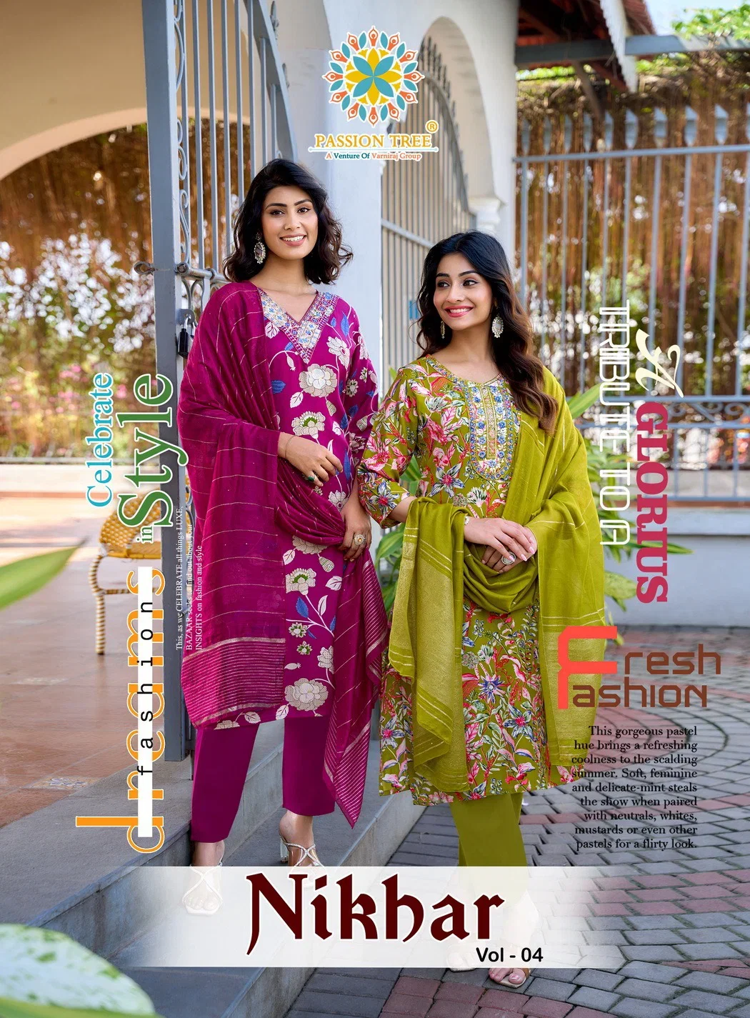 Nikhaar Vol 4 Passion Tree Rayon Foil Printed Kurti With Bottom Dupatta
