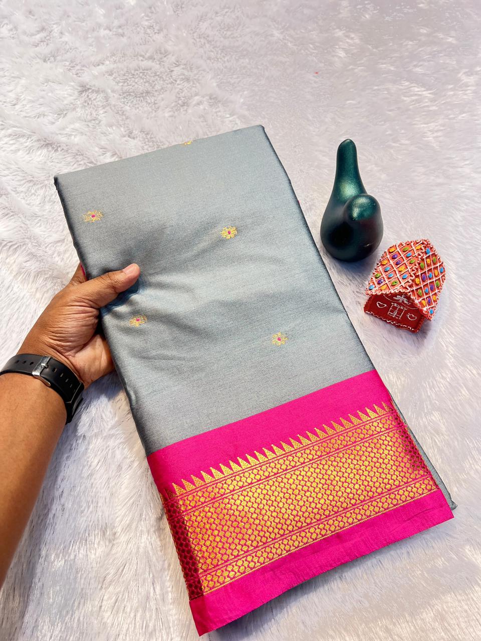 VLC Seema Pure Mercerised Soft Silk in Exclusive Border Design Saree