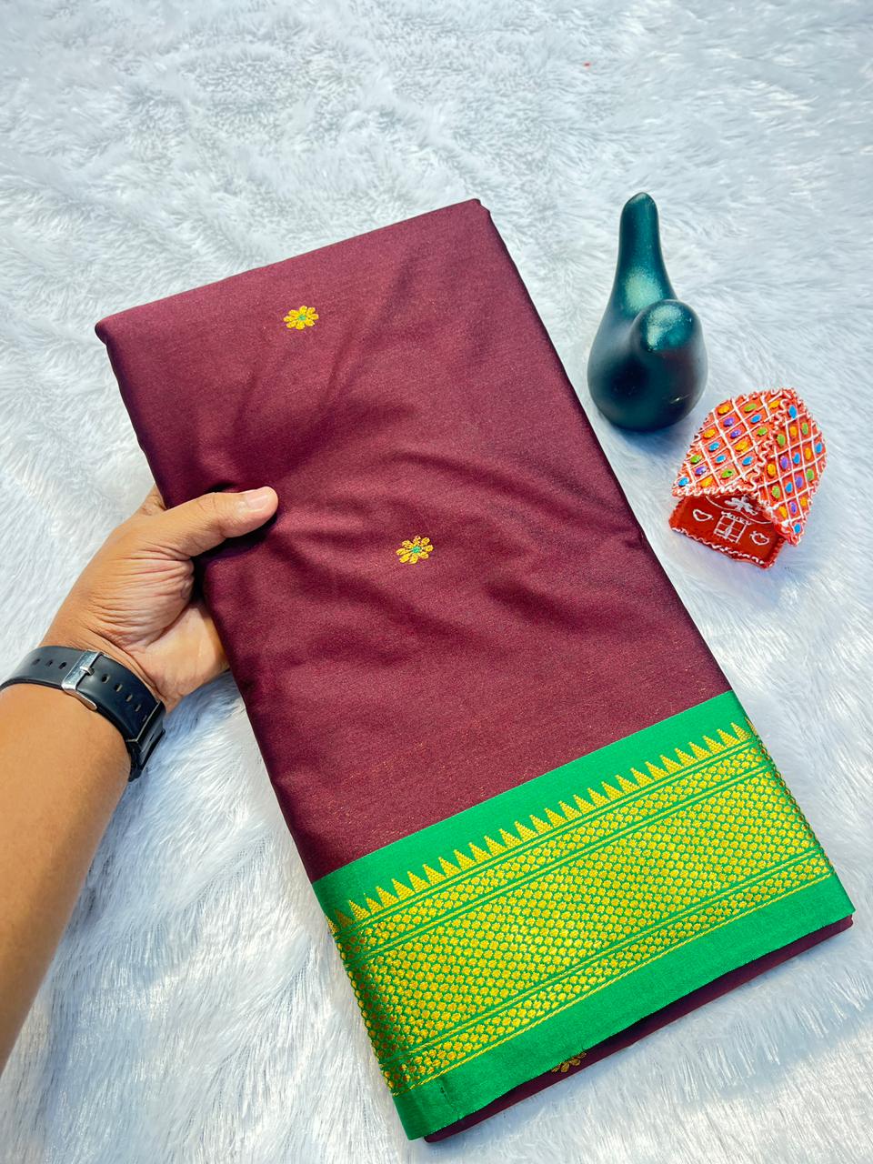 VLC Seema Pure Mercerised Soft Silk in Exclusive Border Design Saree