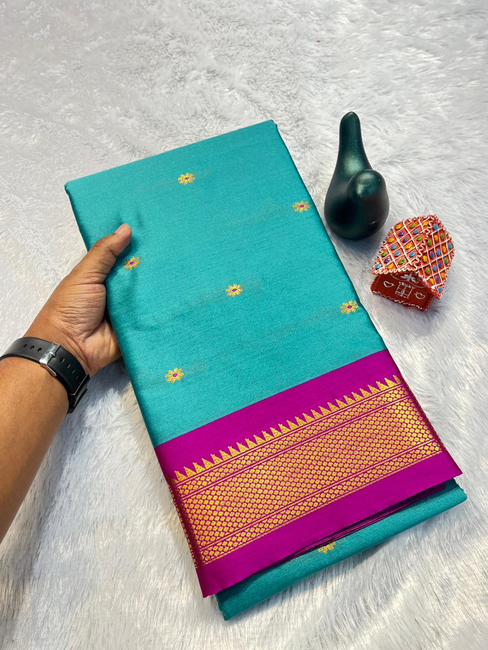 VLC Seema Pure Mercerised Soft Silk in Exclusive Border Design Saree