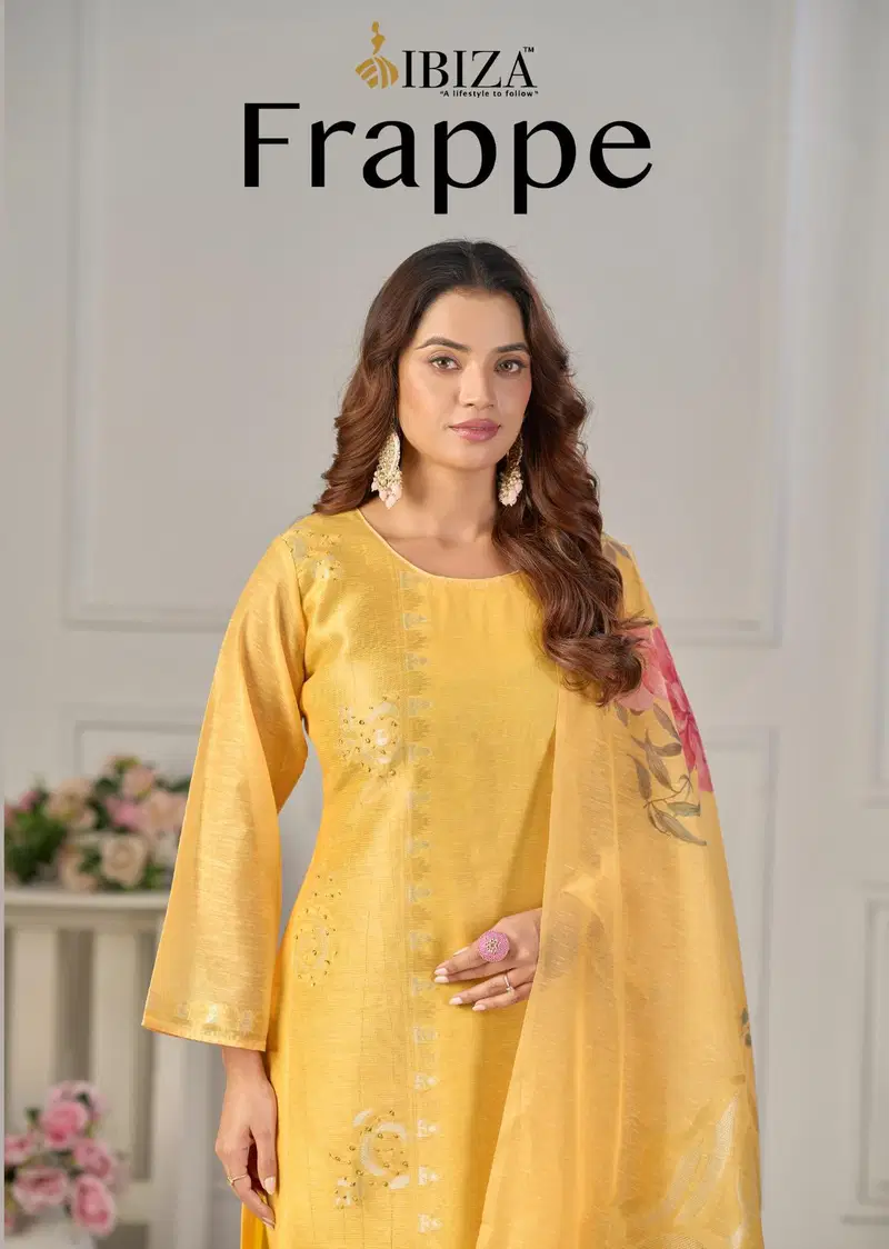 Ibiza Frappe Linen Jacquard Digital Printed Salwar Kameez