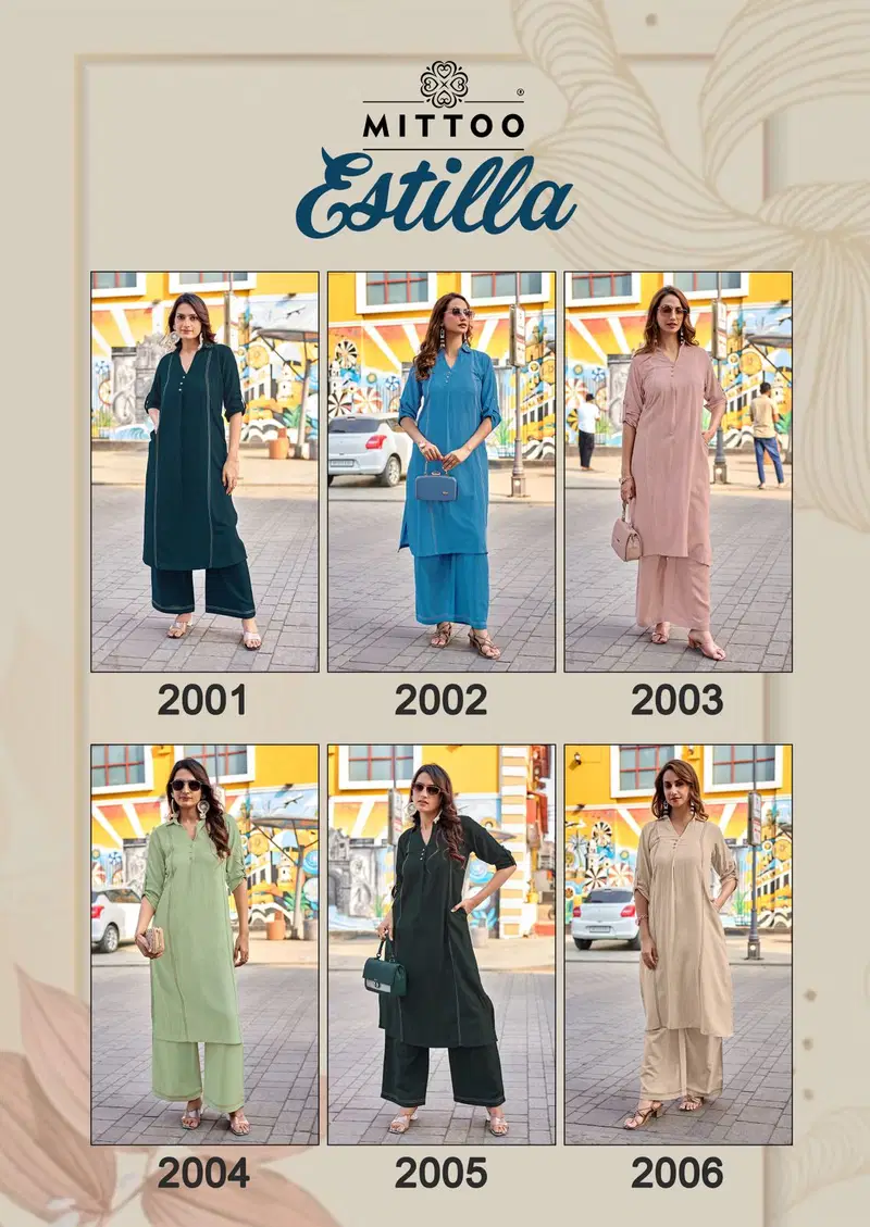 Mittoo Estilla Rayon Linen With Fance Worked Kurti With Bottom