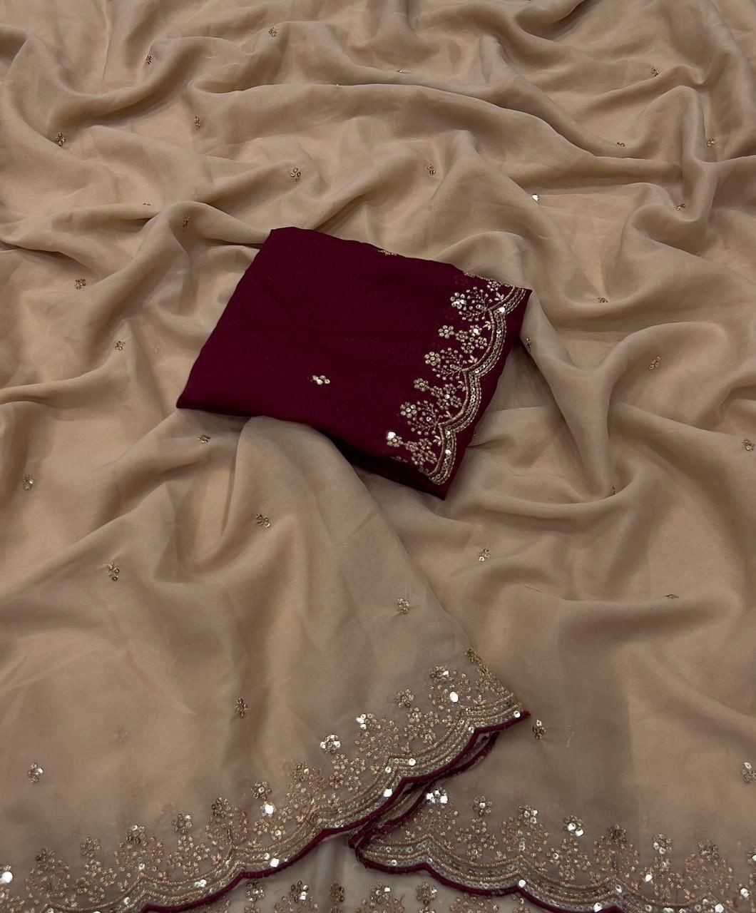 Ds 793 Star Georgette Sequence Worked Beautiful Saree Collection