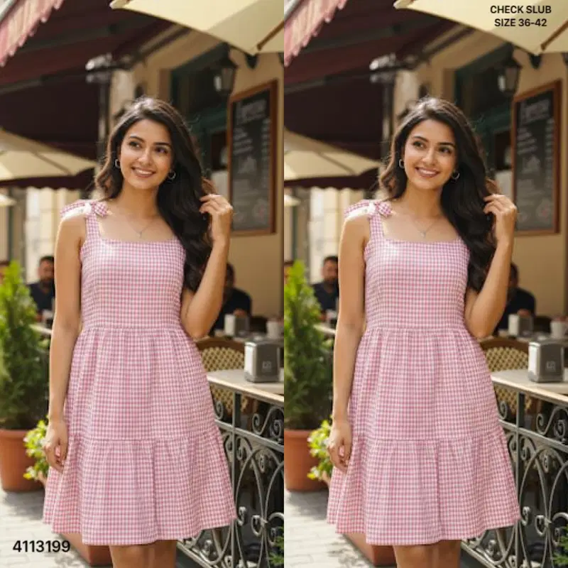 Naisha K 811 Check Slub Fancy One Piece Top Collection