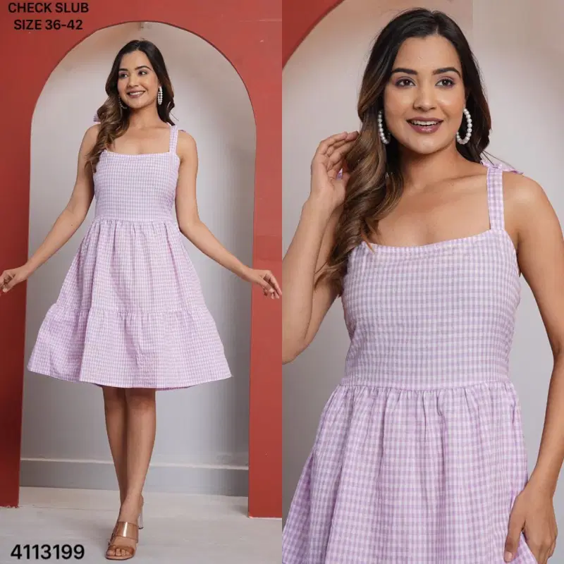 Naisha K 811 Check Slub Fancy One Piece Top Collection