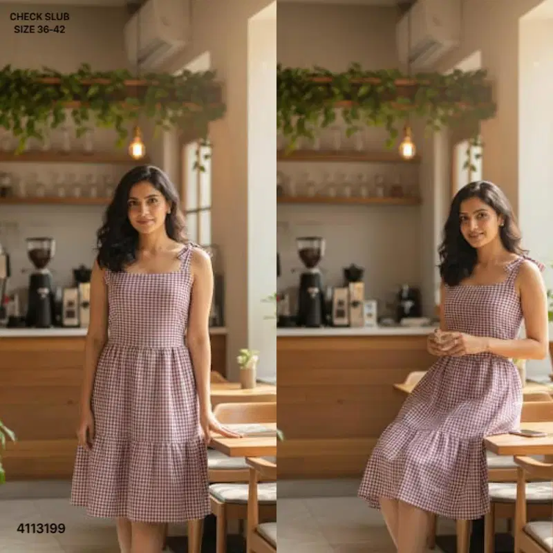 Naisha K 811 Check Slub Fancy One Piece Top Collection