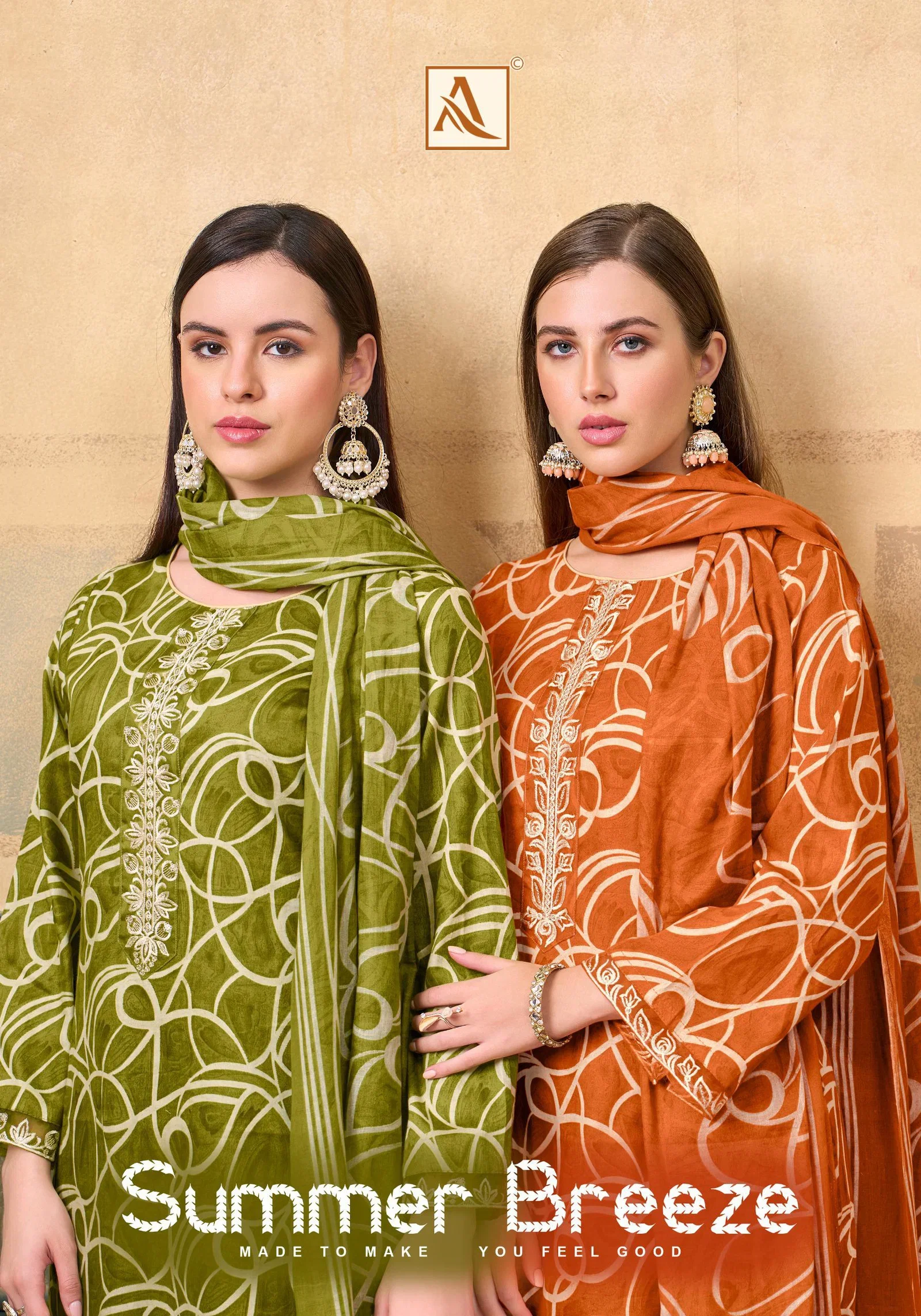 Alok Summer Breeze Jam Cotton Print With Embroidered Dress Material