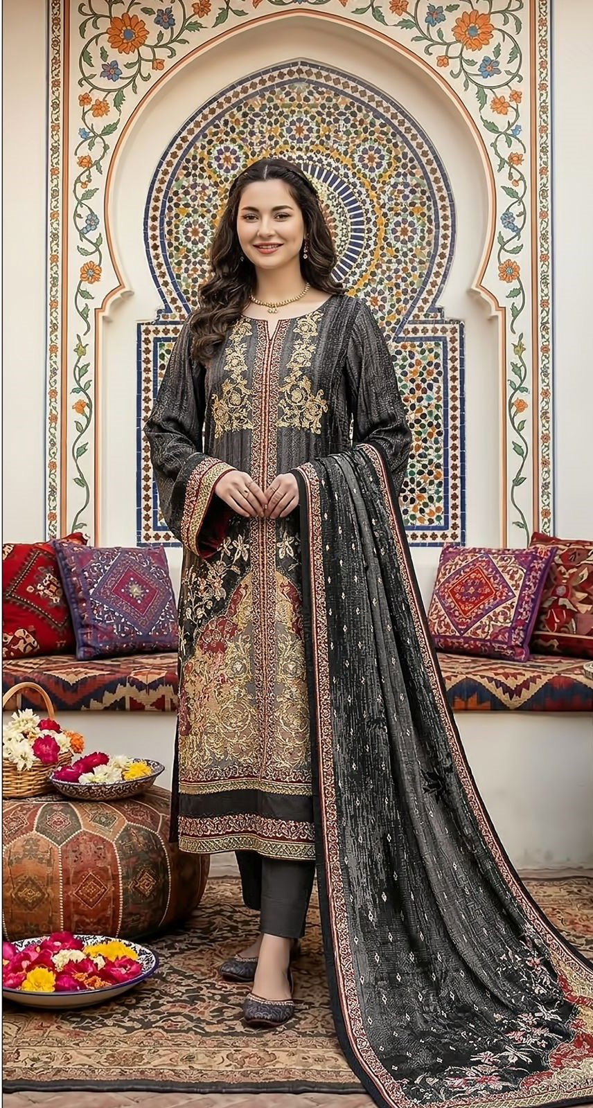 Shree Kt 336 Viscose Maslin Digital Printed With Worked Salwar Kameez
