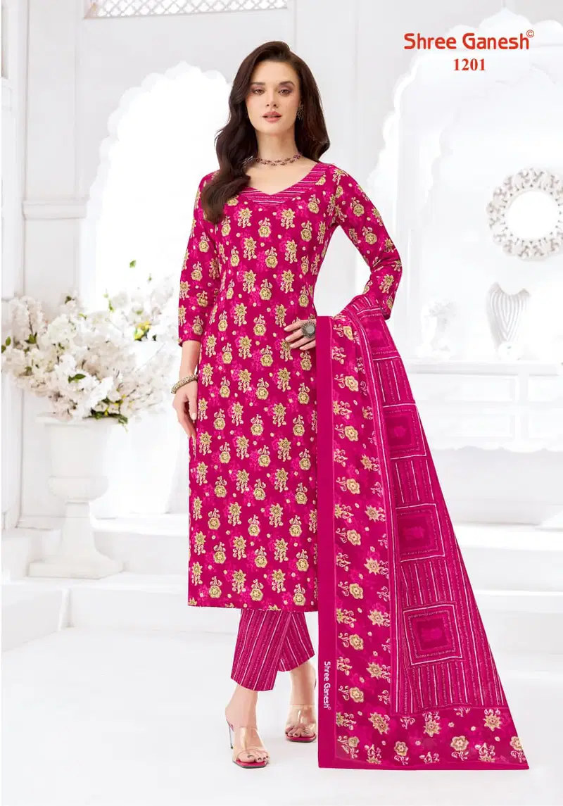Shree Ganesh Samaiyra Ajrak Vol 1 Readymade Cotton Prined Kurti Pant With Dupatta