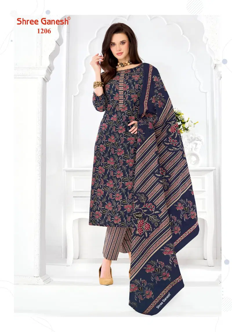 Shree Ganesh Samaiyra Ajrak Vol 1 Readymade Cotton Prined Kurti Pant With Dupatta