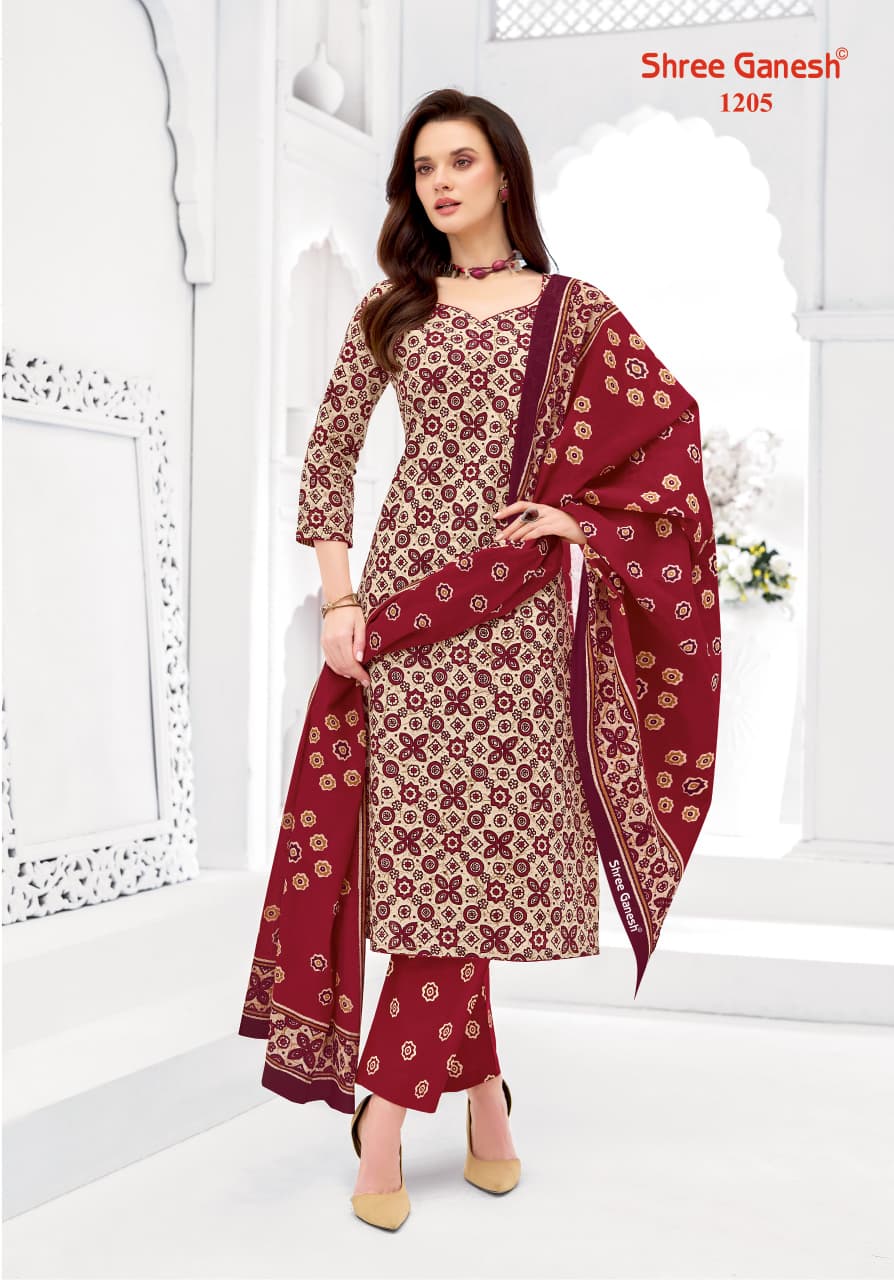 Shree Ganesh Samaiyra Ajrak Vol 1 Readymade Cotton Prined Kurti Pant With Dupatta