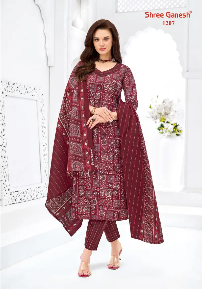 Shree Ganesh Samaiyra Ajrak Vol 1 Readymade Cotton Prined Kurti Pant With Dupatta