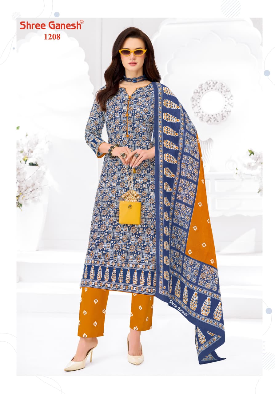 Shree Ganesh Samaiyra Ajrak Vol 1 Readymade Cotton Prined Kurti Pant With Dupatta