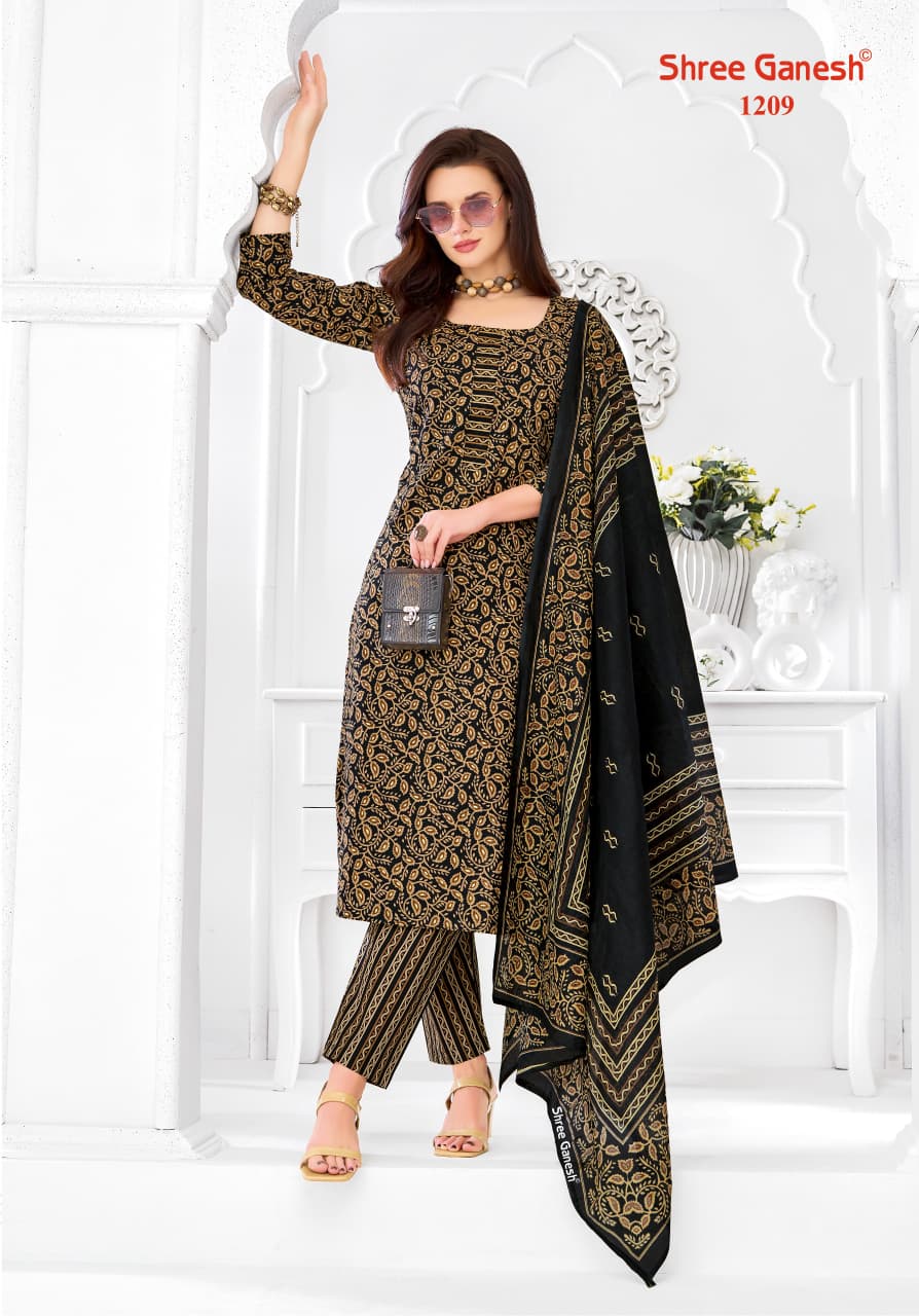 Shree Ganesh Samaiyra Ajrak Vol 1 Readymade Cotton Prined Kurti Pant With Dupatta