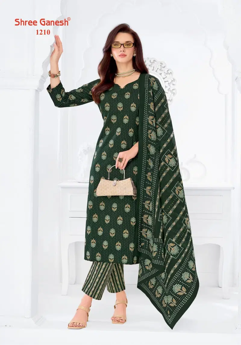 Shree Ganesh Samaiyra Ajrak Vol 1 Readymade Cotton Prined Kurti Pant With Dupatta
